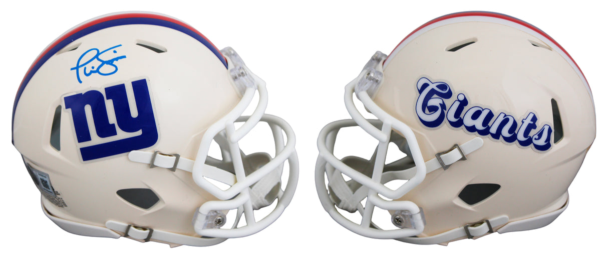 Giants Phil Simms Authentic Signed Retro Speed Mini Helmet BAS Witnessed