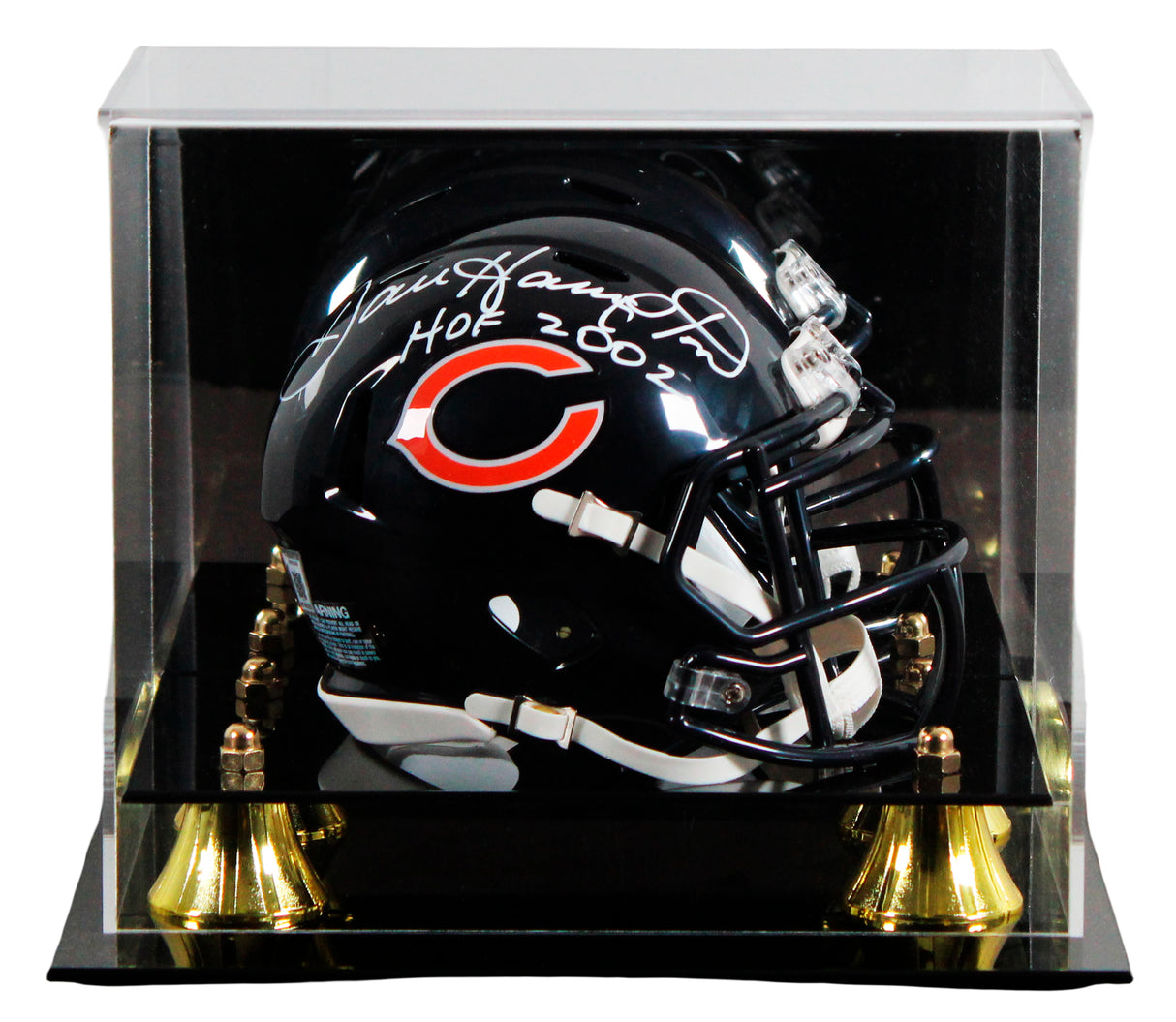 Bears Dan Hampton "HOF 02" Signed Speed Mini Helmet W/ Case BAS Witnessed