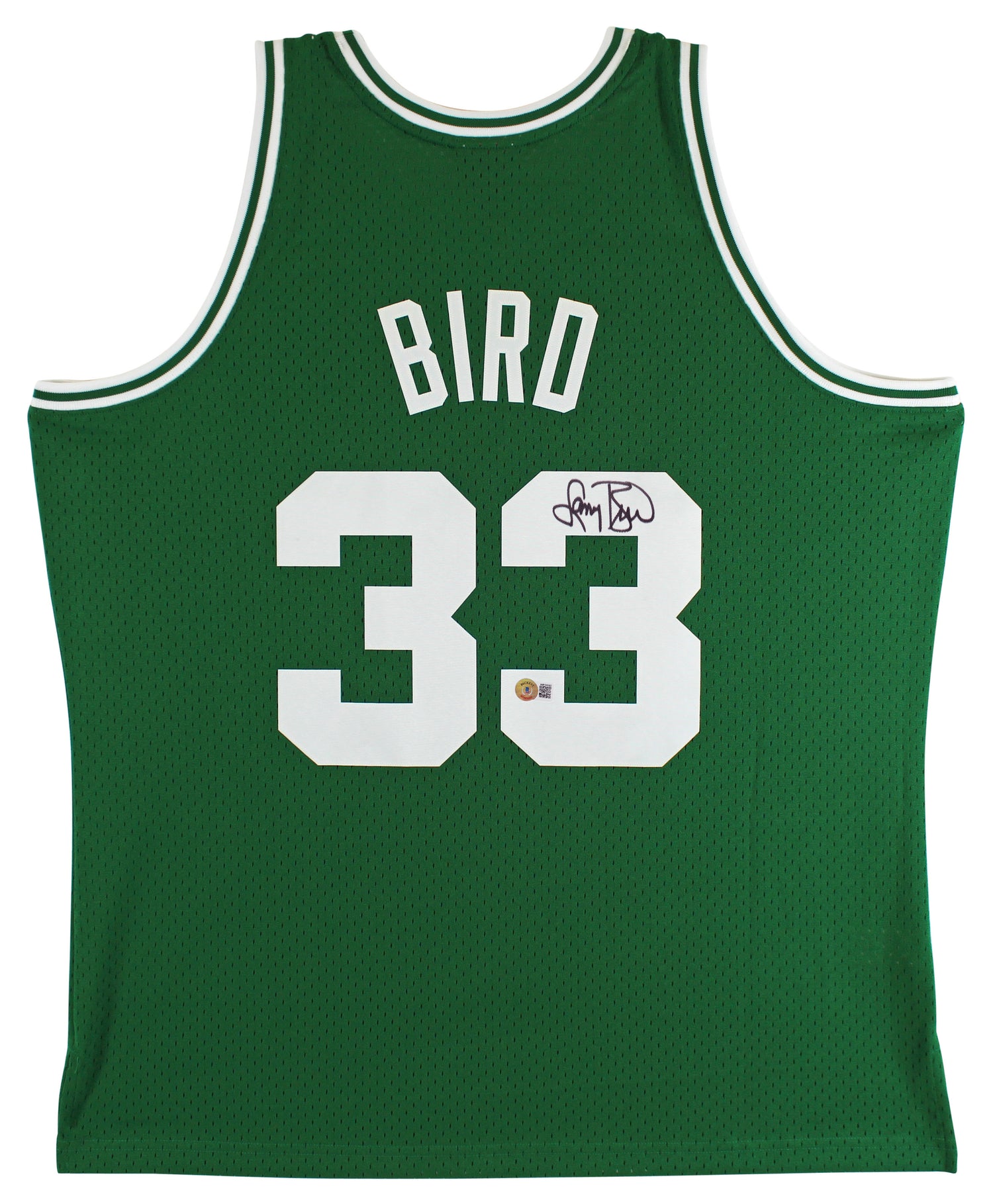 Celtics Larry Bird Authentic Signed 1985 Green M&N HWC Swingman Jersey BAS Wit