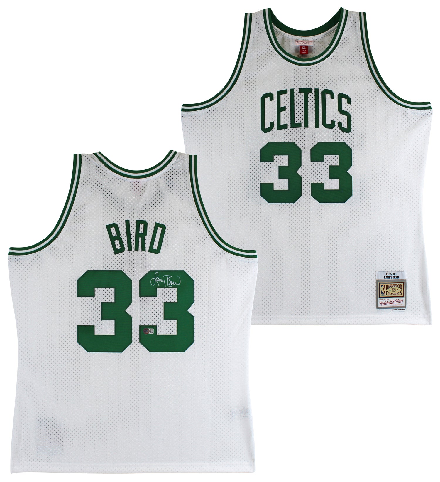 Celtics Larry Bird Authentic Signed 1985 White M&N HWC Swingman Jersey BAS Wit 2