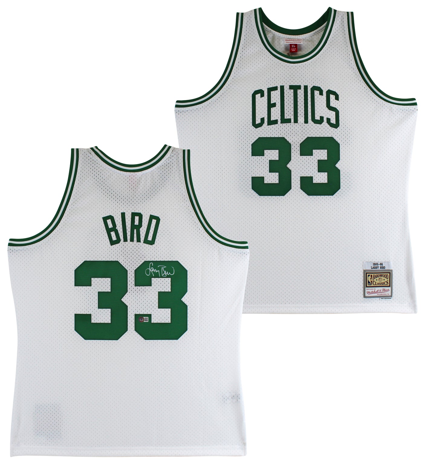 Celtics Larry Bird Authentic Signed 1985 White M&N HWC Swingman Jersey BAS Wit 2