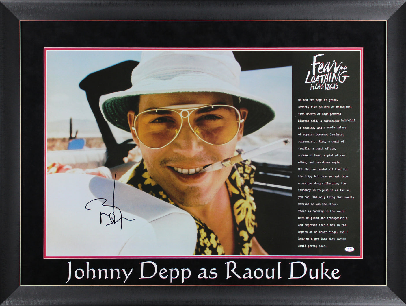 Johnny Depp Fear And Loathing In Las Vegas Signed 24x36 Framed Poster PSA Holo