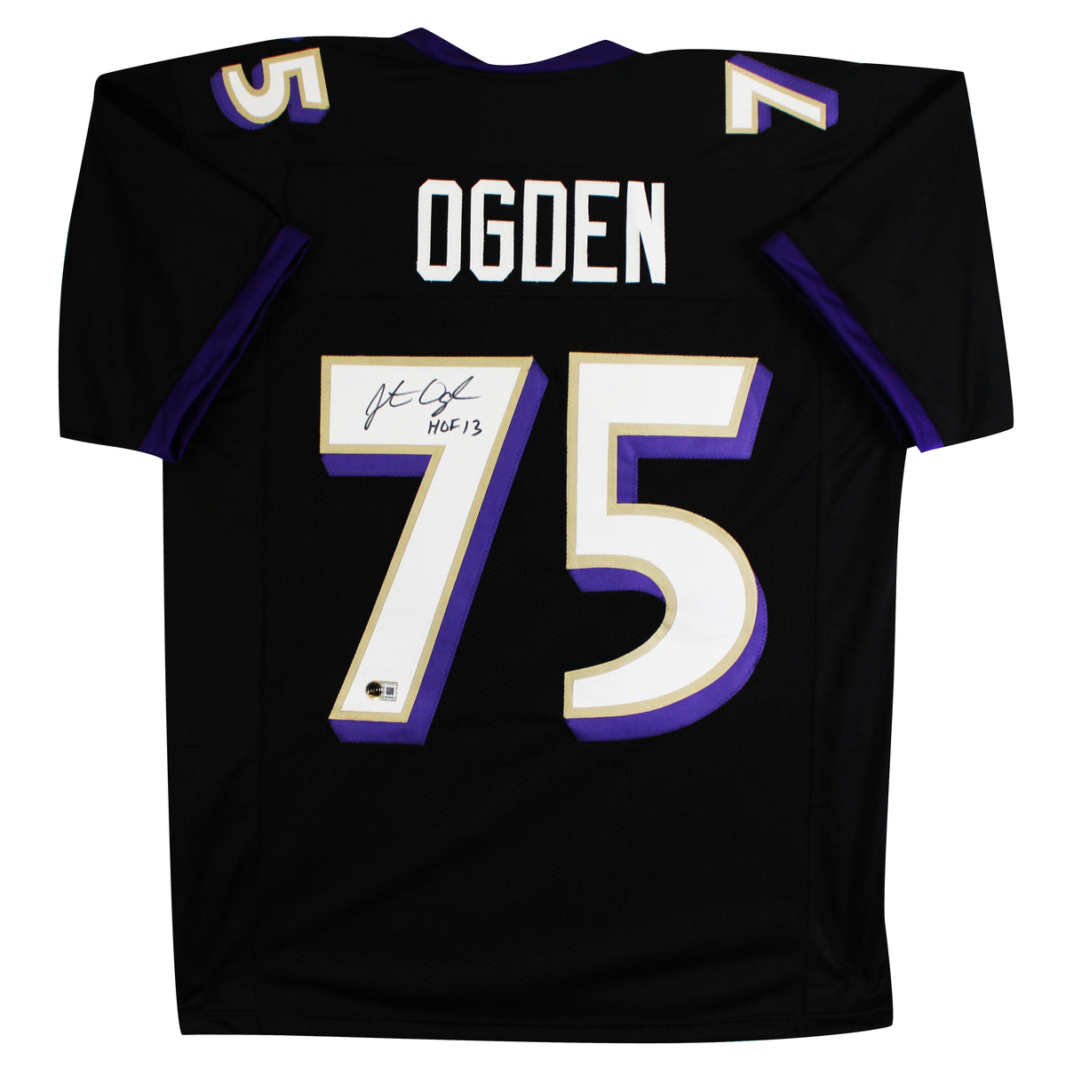 Jonathan Ogden "HOF 13" Authentic Signed Black Pro Style Jersey BAS Witnessed 2