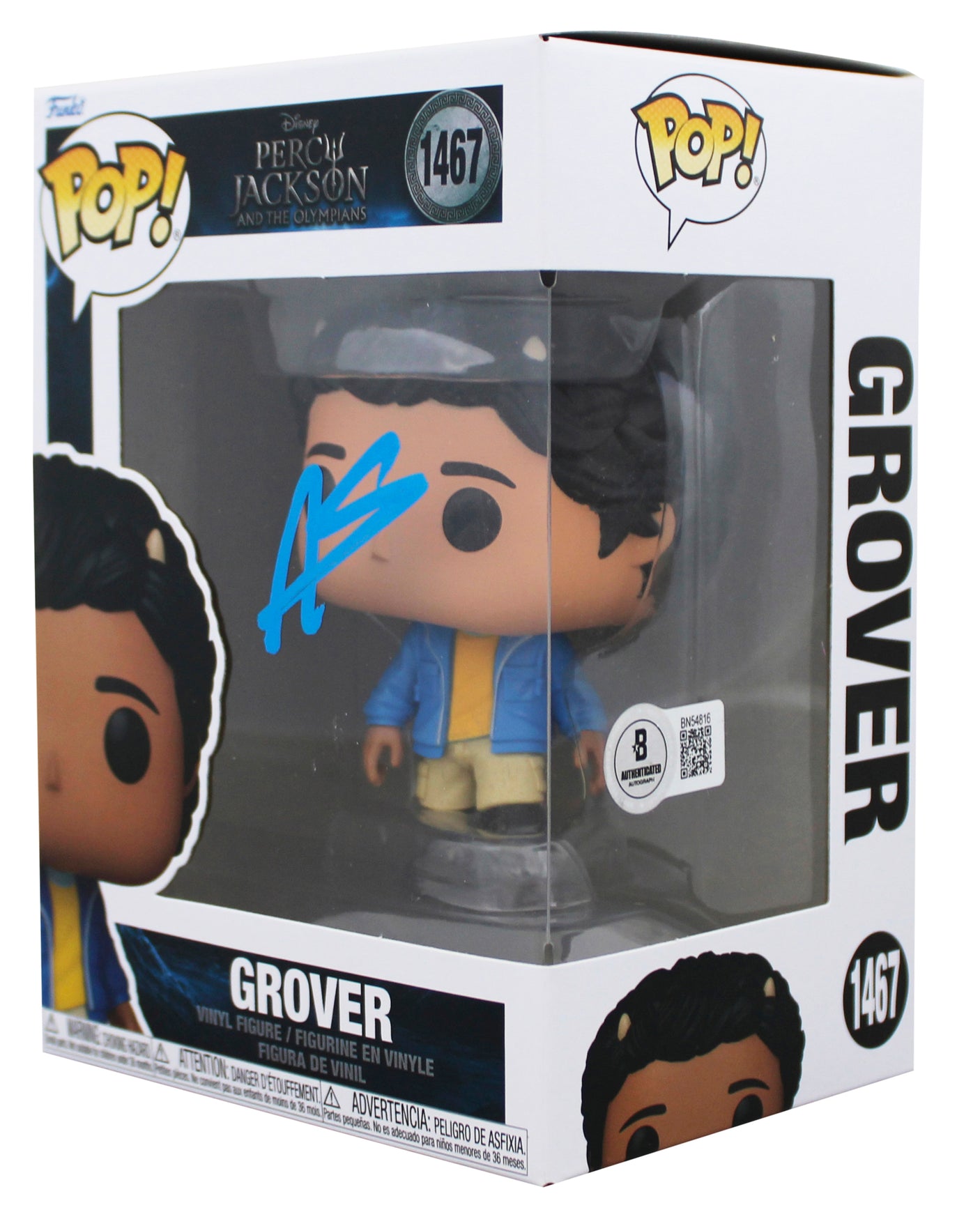 Aryan Simhadri Percy Jackson Signed Grover #1467 Funko Pop Figure BAS #BN54816