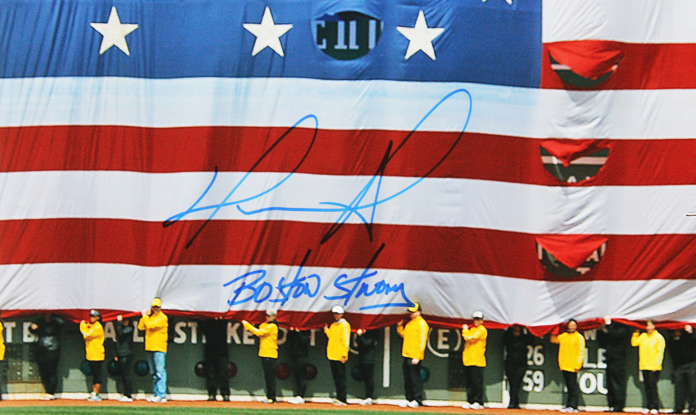 Red Sox David Ortiz "Boston Strong" Signed 16x20 Horizontal Photo BAS Witnessed