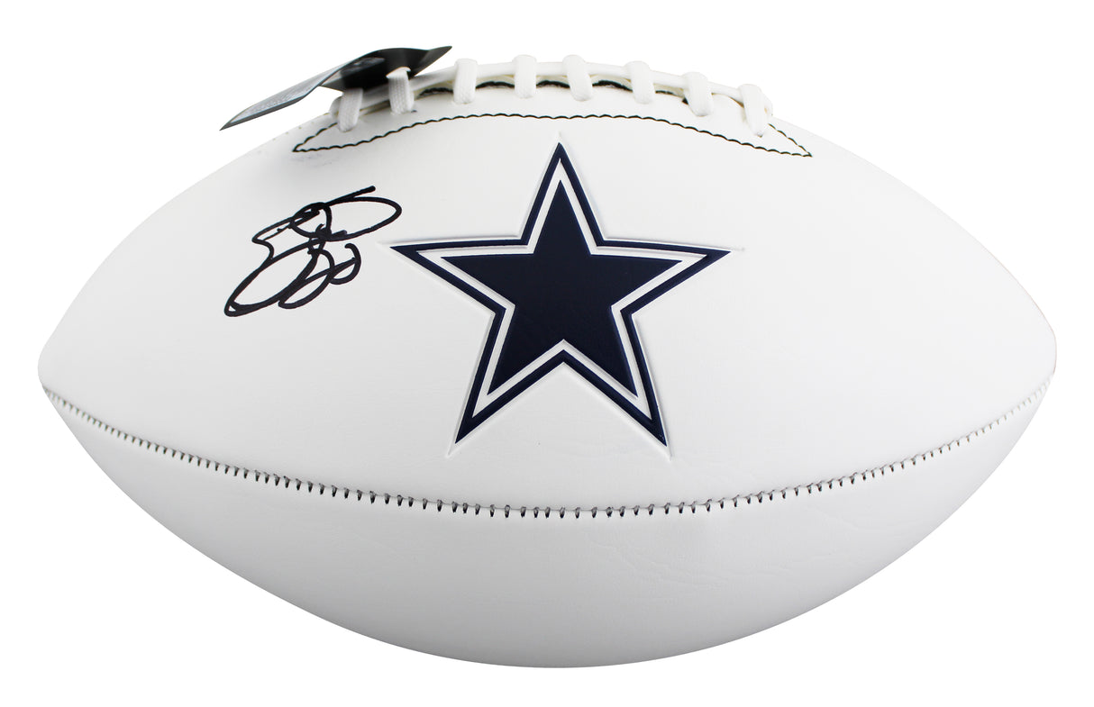Cowboys Emmitt Smith Signed Franklin White Panel Logo Football W/ Case BAS Wit