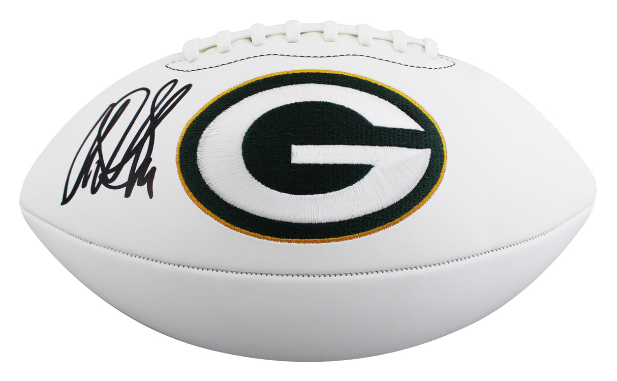 Packers Sterling Sharpe Signed Wilson White Panel Logo Football W/ Case BAS Wit
