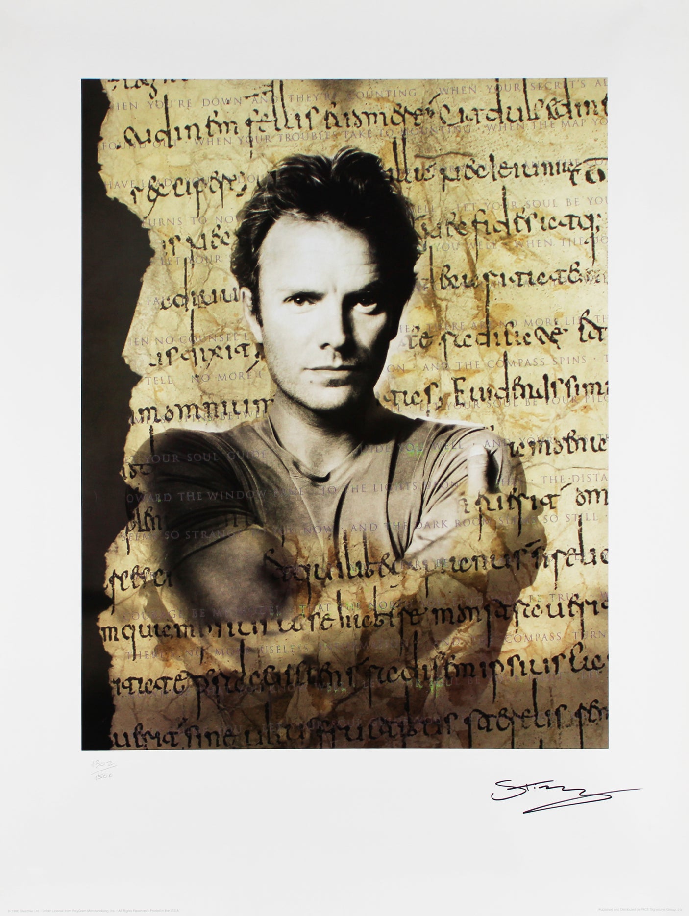 Sting The Police Authentic Signed 24x32 Lithograph LE #1302/1500 PSA/DNA #Y00836