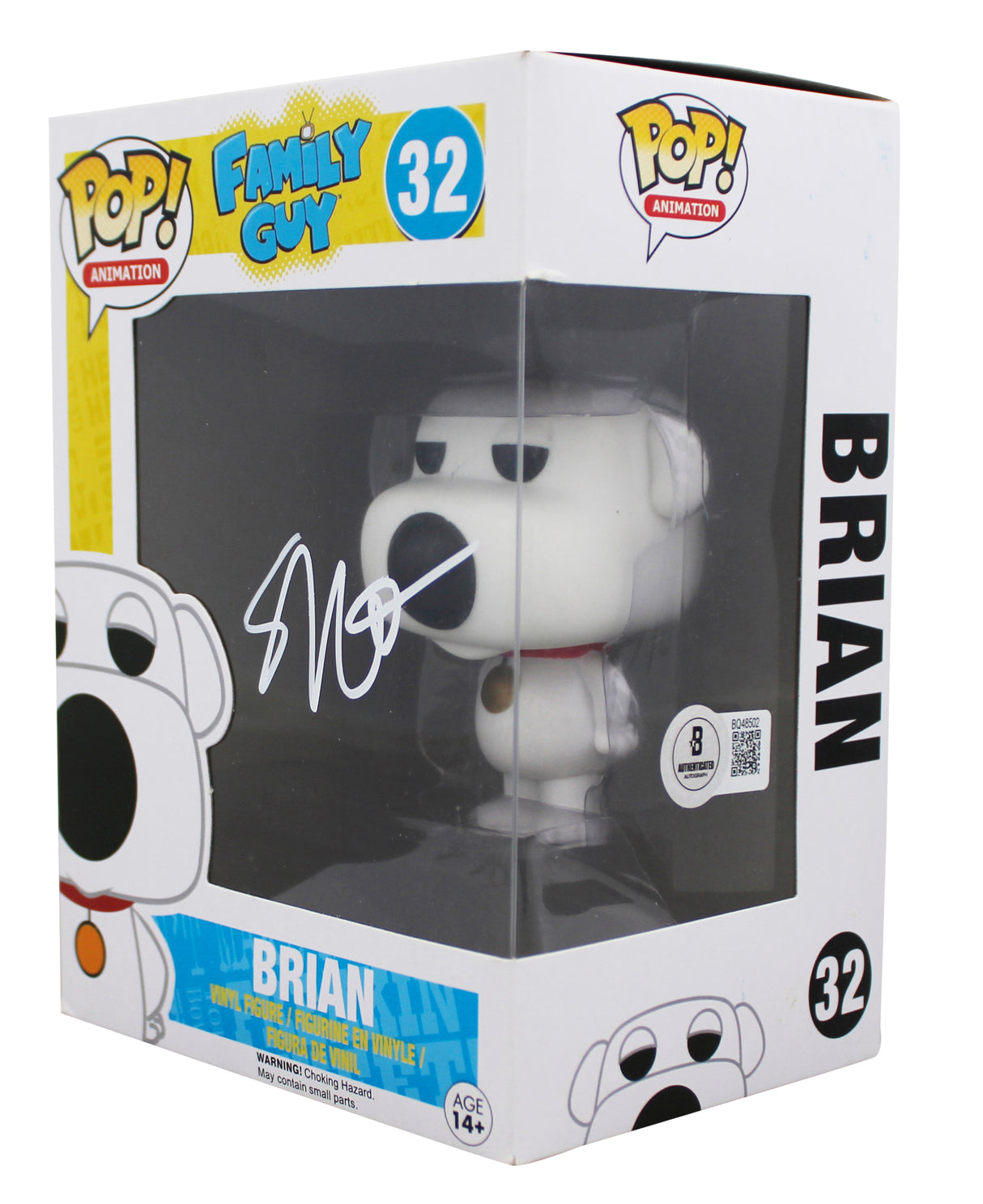 Seth MacFarlane Family Guy Signed Brian #32 Funko Pop Vinyl Figure BAS #BQ48502