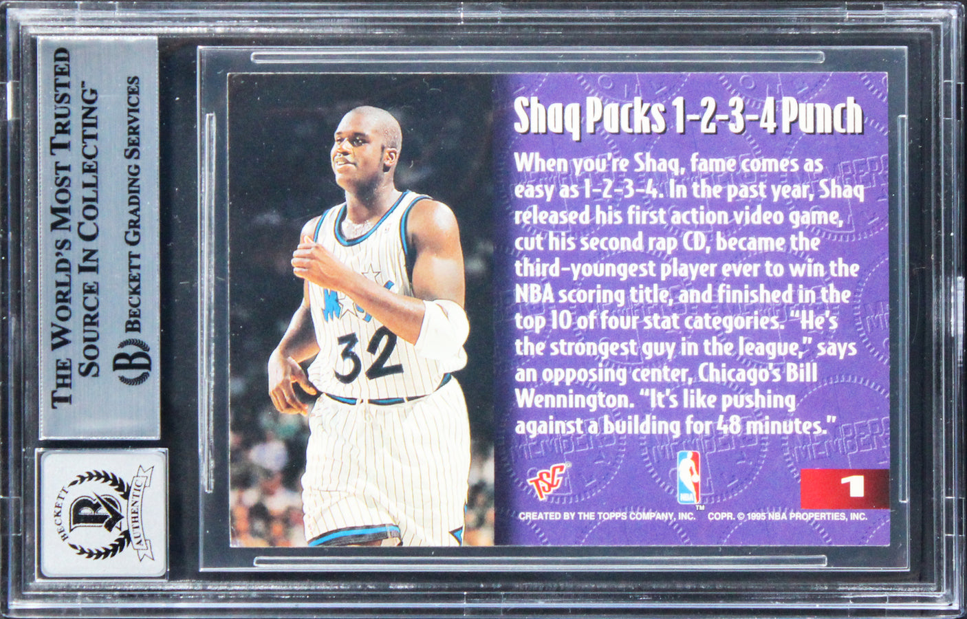 Magic Shaquille O'Neal Signed 1994 Stadium Club MO 50 #1 Card Auto 10! BAS Slab