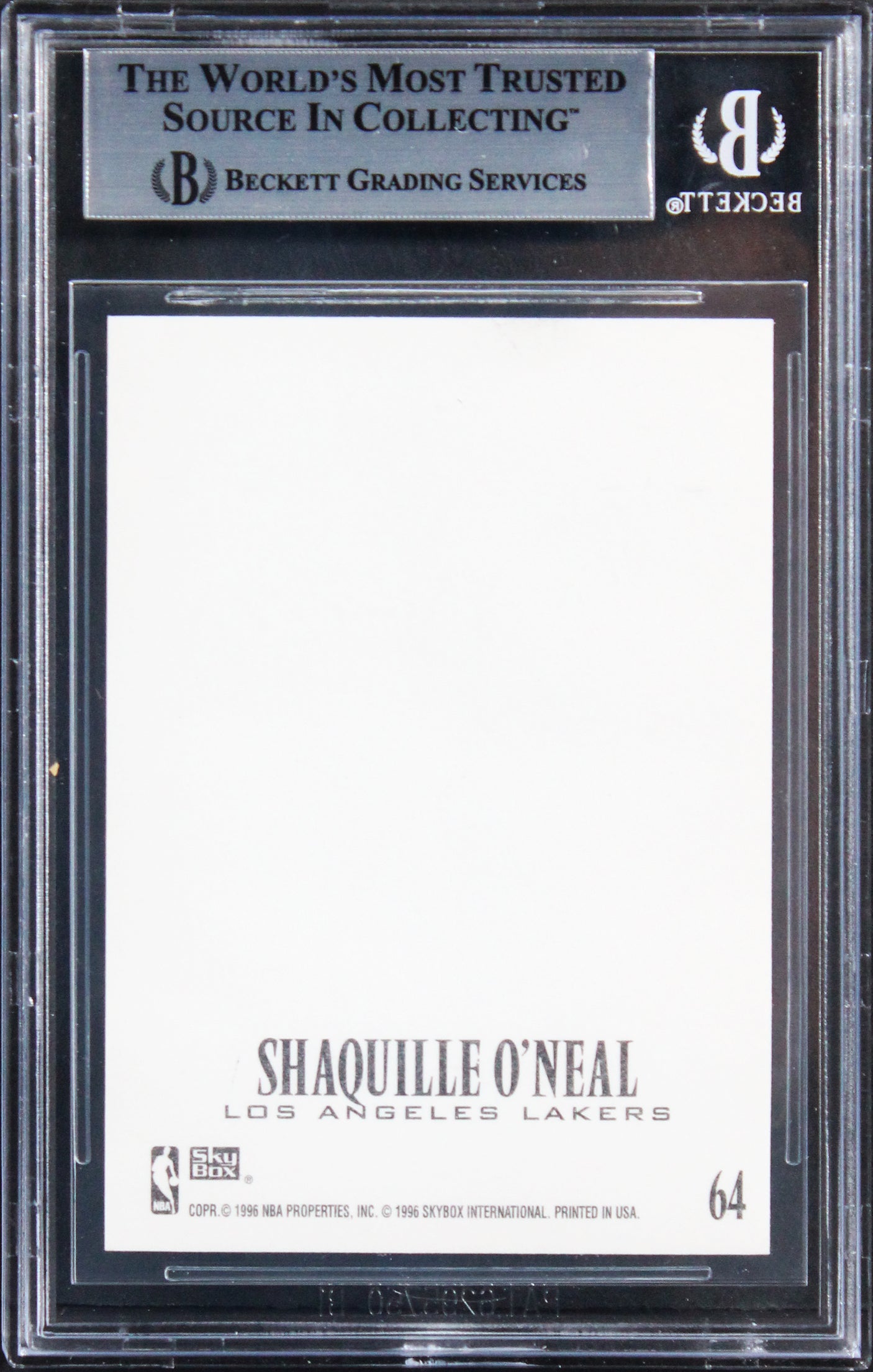 Lakers Shaquille O'Neal Signed 1996 Z-Force Z-Cling #64 Card BAS Slabbed