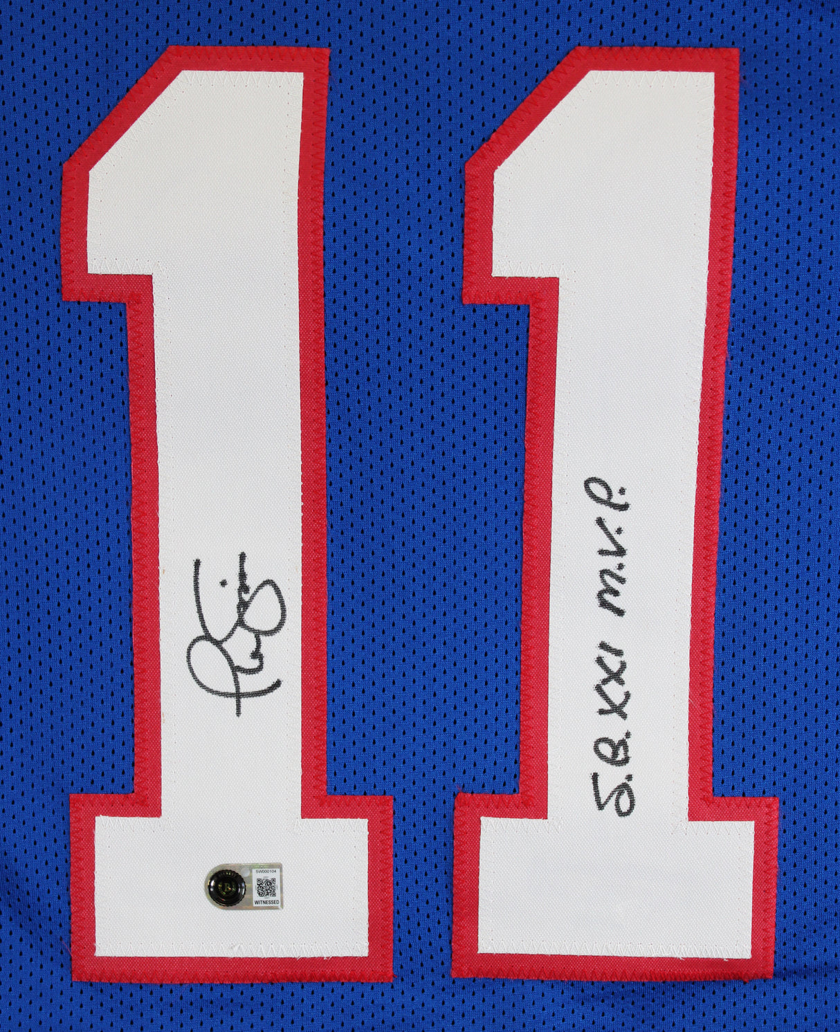 Phil Simms "SB XXI MVP" Authentic Signed Blue Pro Style Jersey BAS Witnessed