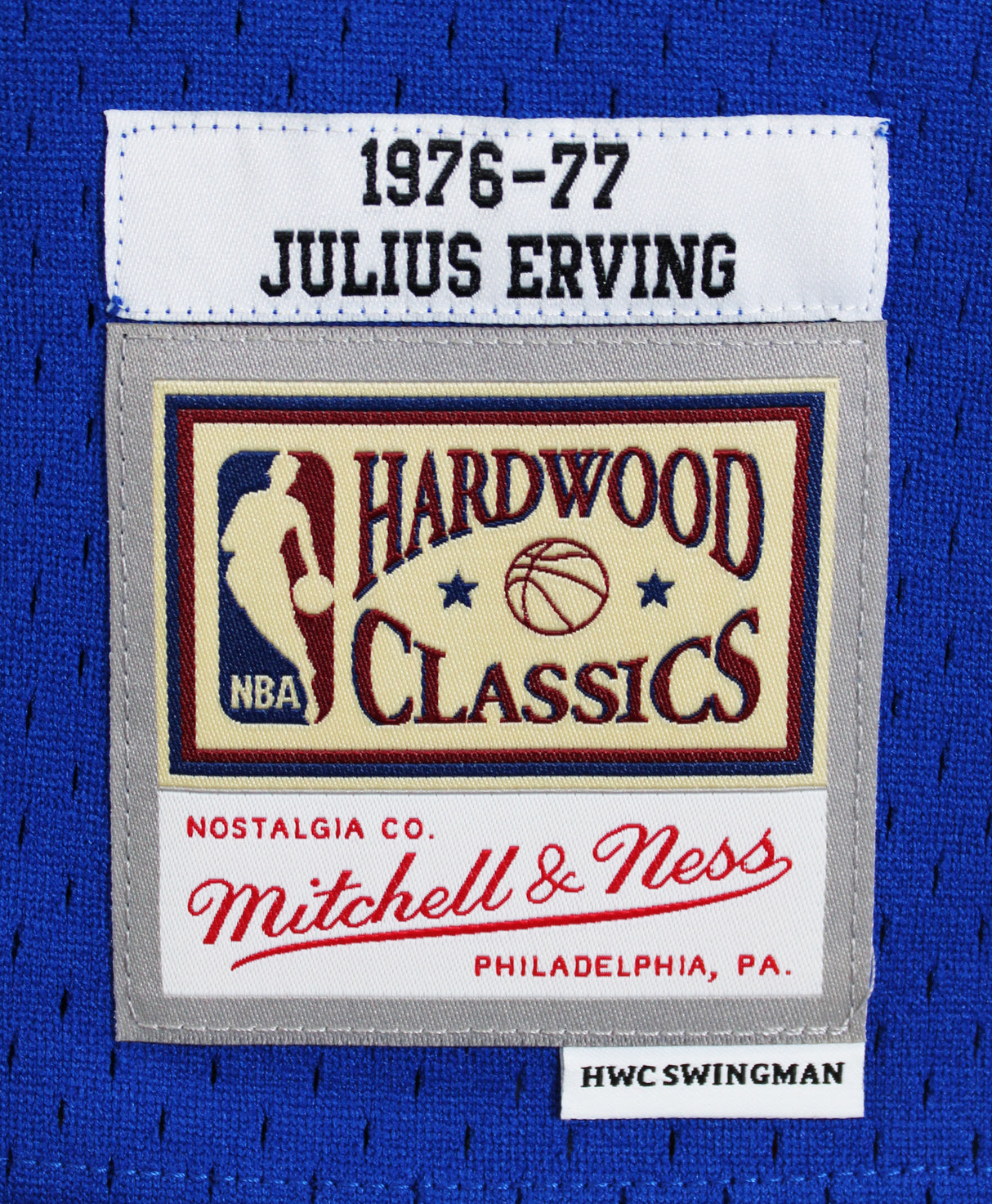 76ers Julius "Dr. J." Erving Signed Blue M&N 1976-77 HWC Swingman Jersey JSA Wit
