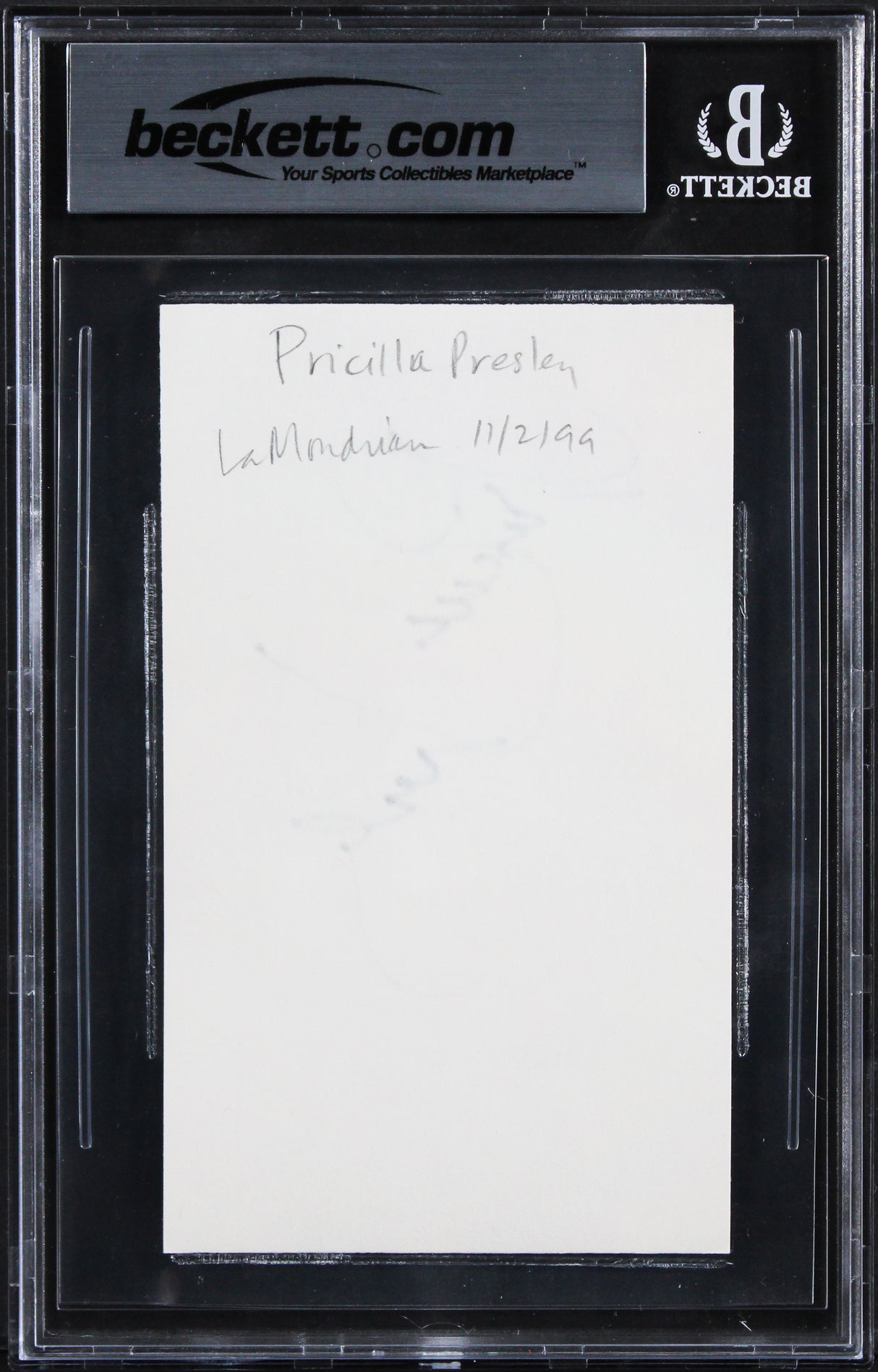 Priscilla Presley The Naked Gun Authentic Signed 3x5 Index Card BAS Slabbed 1