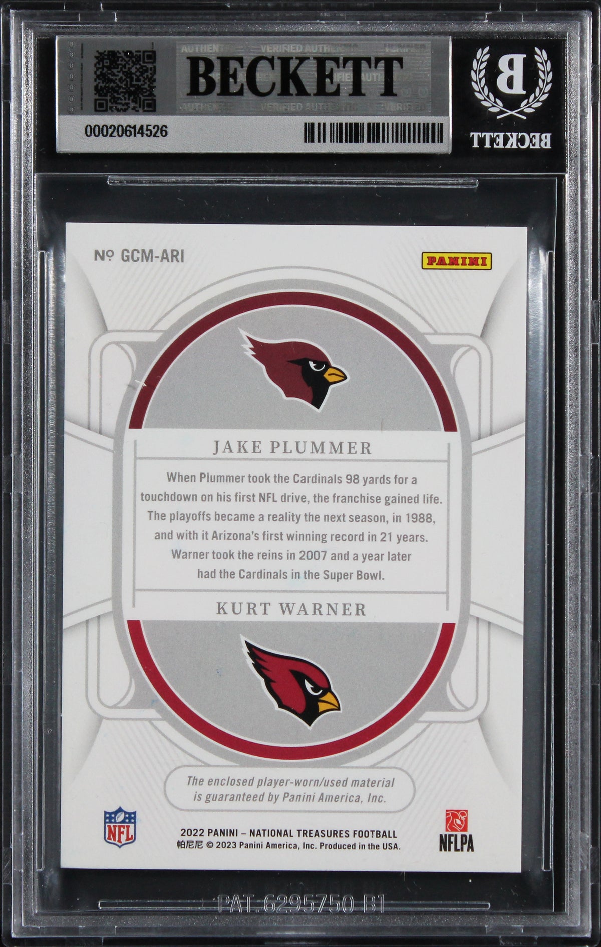 Kurt Warner & Jake Plummer Signed 2022 NT GCM #26 #91/99 Card Auto 10! BAS Slab