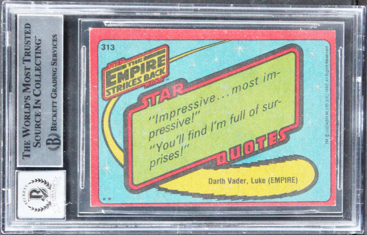 Star Wars Tomkins & Thom Signed 1980 SW ESB #313 Card Auto 10! BAS Slab