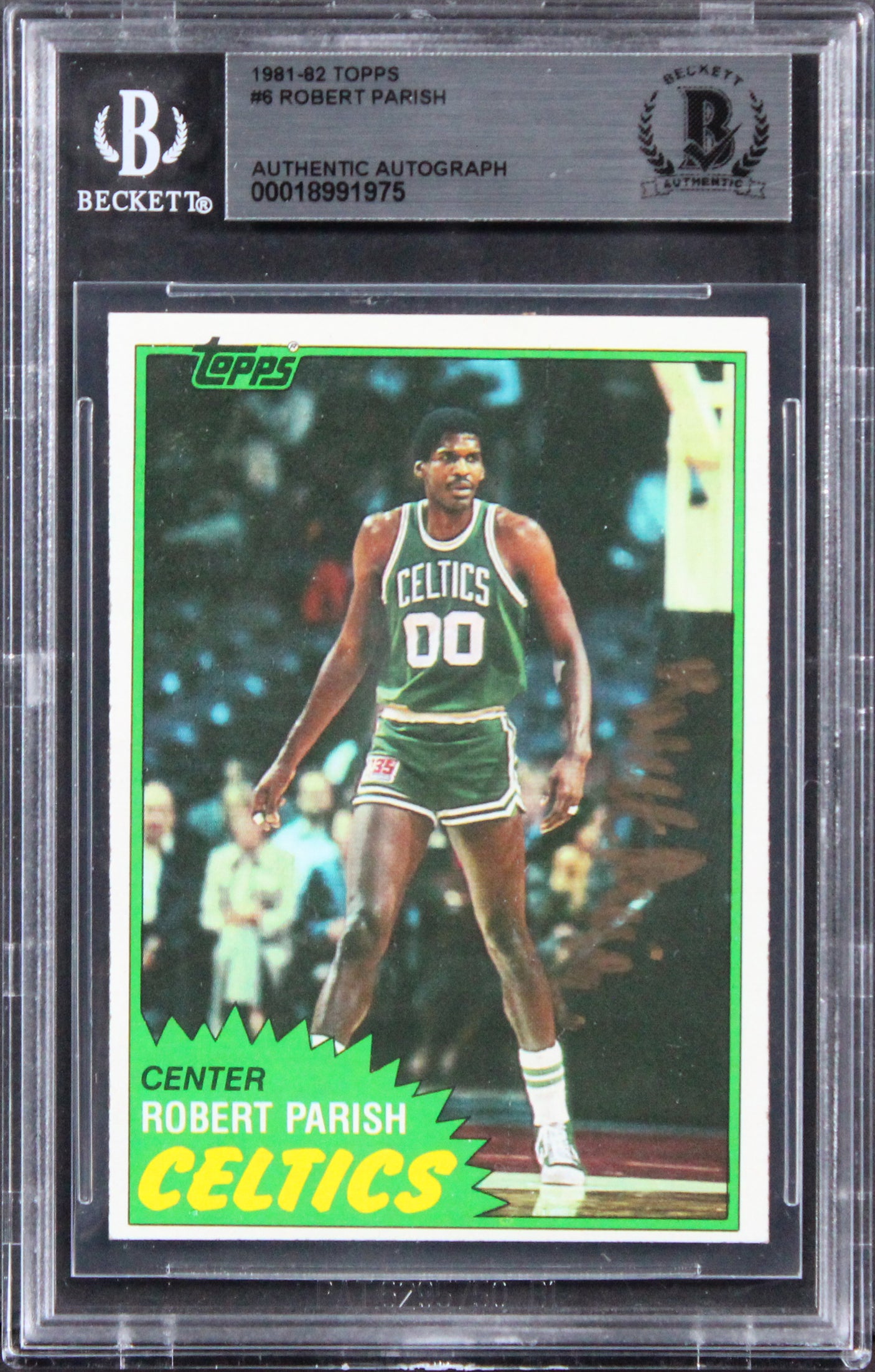Celtics Robert Parish Authentic 1981 Topps #6 Card Autographed BAS Slabbed 2