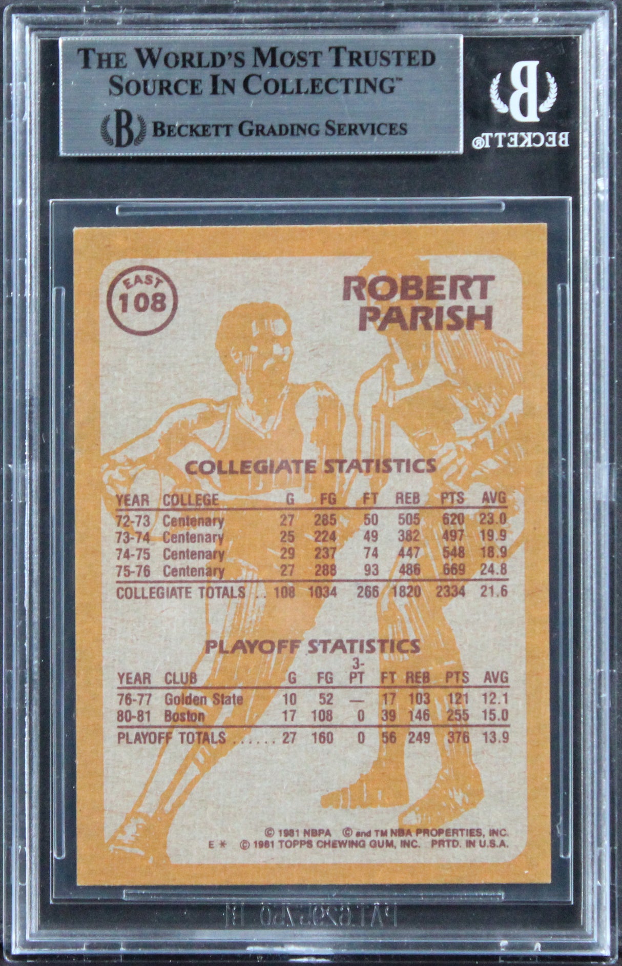 Celtics Robert Parish Signed 1990 Hoops Action Photos #108 Card BAS Slabbed
