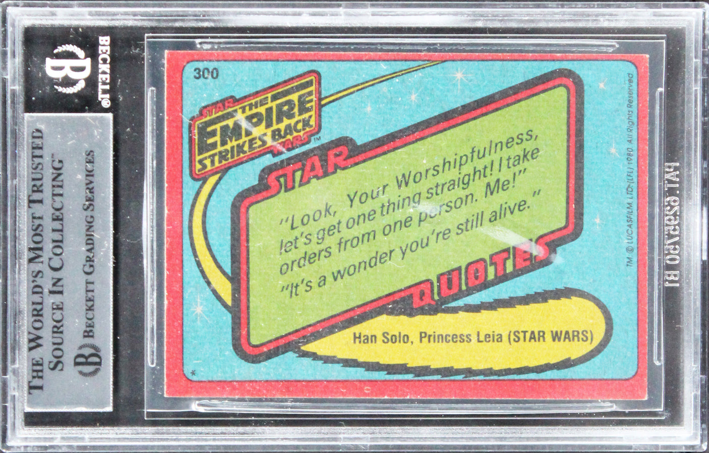 Peter Robinson Star Wars Signed 1980 SW Empire Strikes Back #300 Card BAS Slab