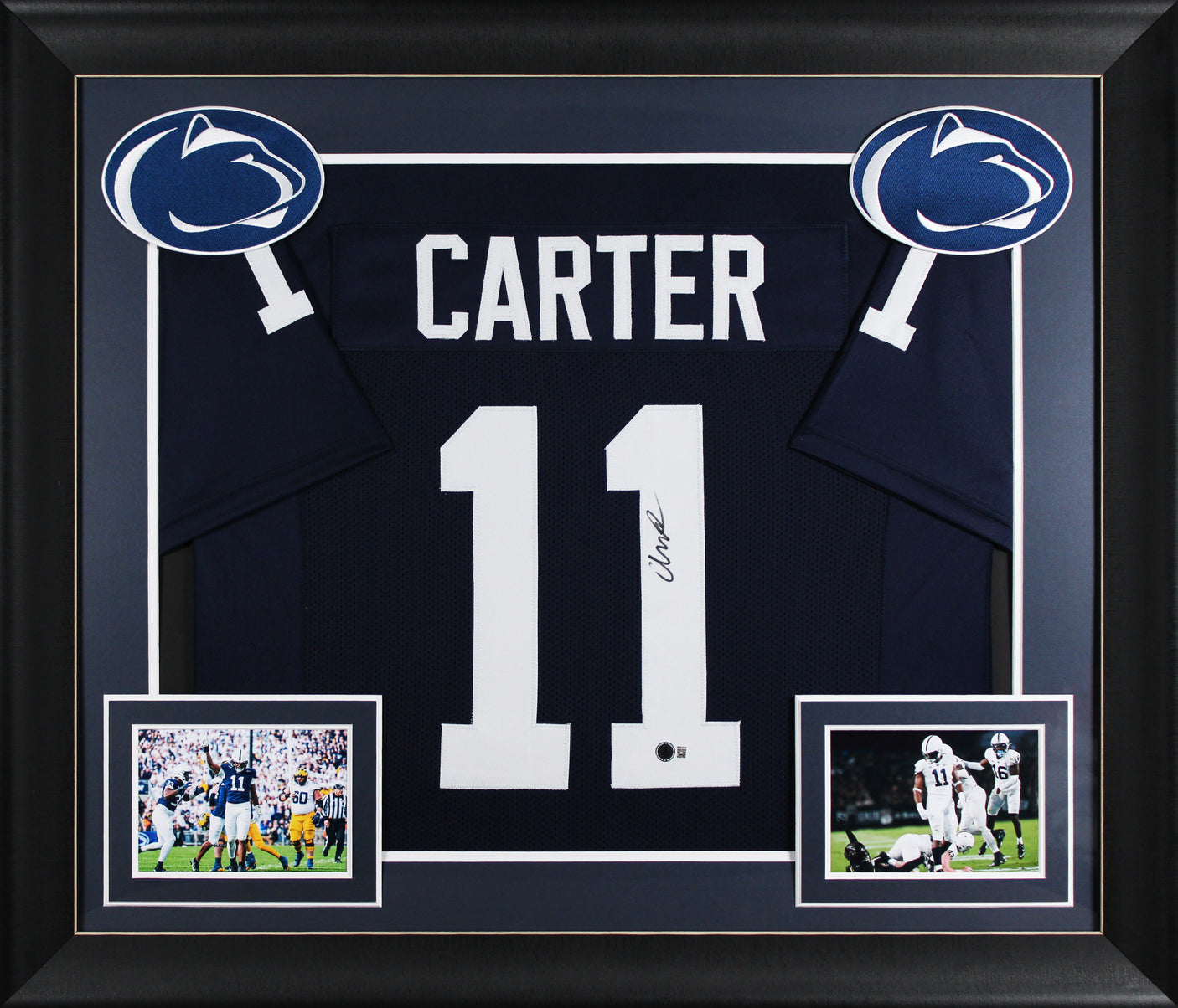 Penn State Abdul Carter Signed Navy Blue Pro Style Framed Jersey BAS Witnessed