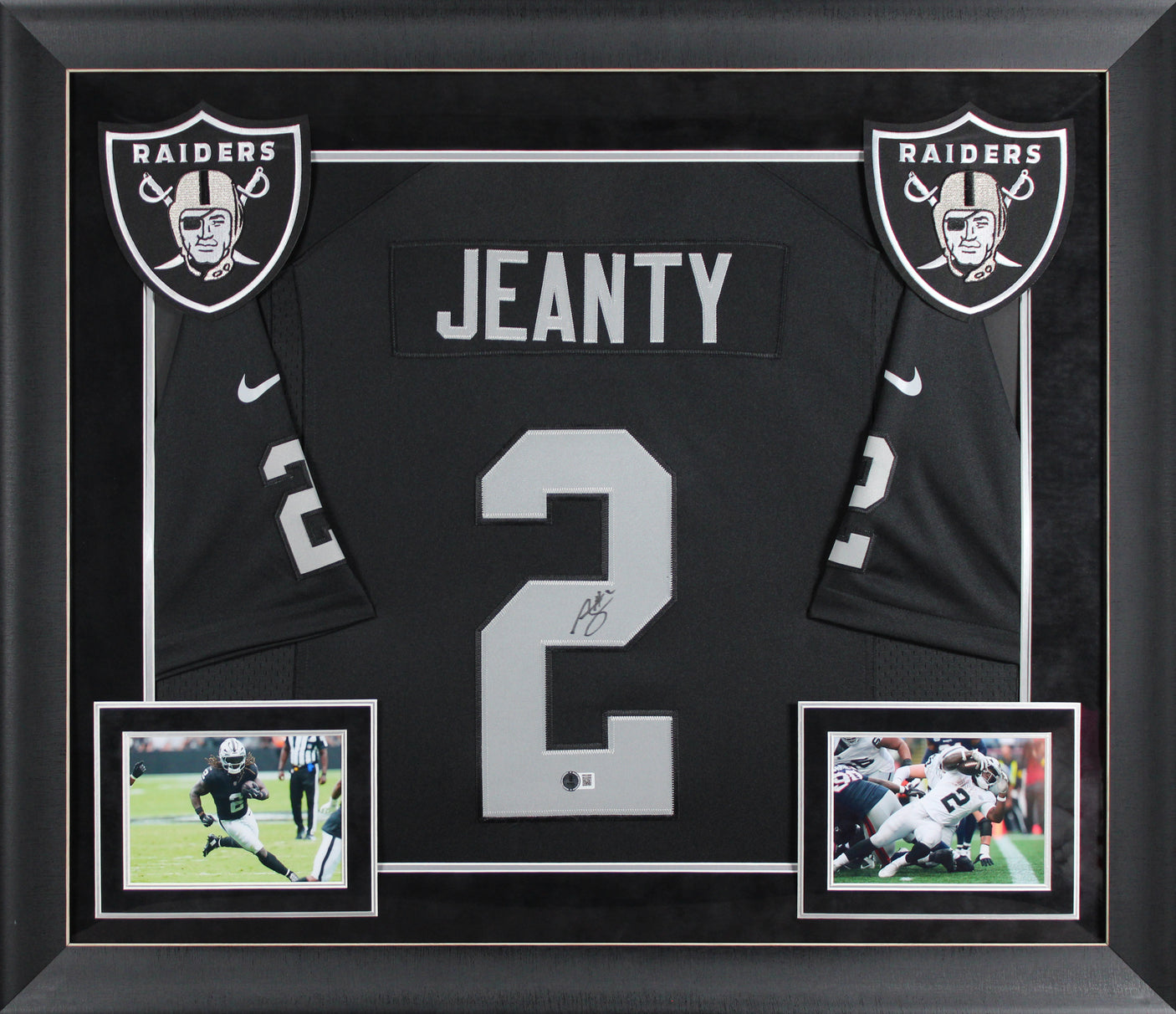 Raiders Ashton Jeanty Signed Black Nike Limited Framed Jersey BAS Witnessed