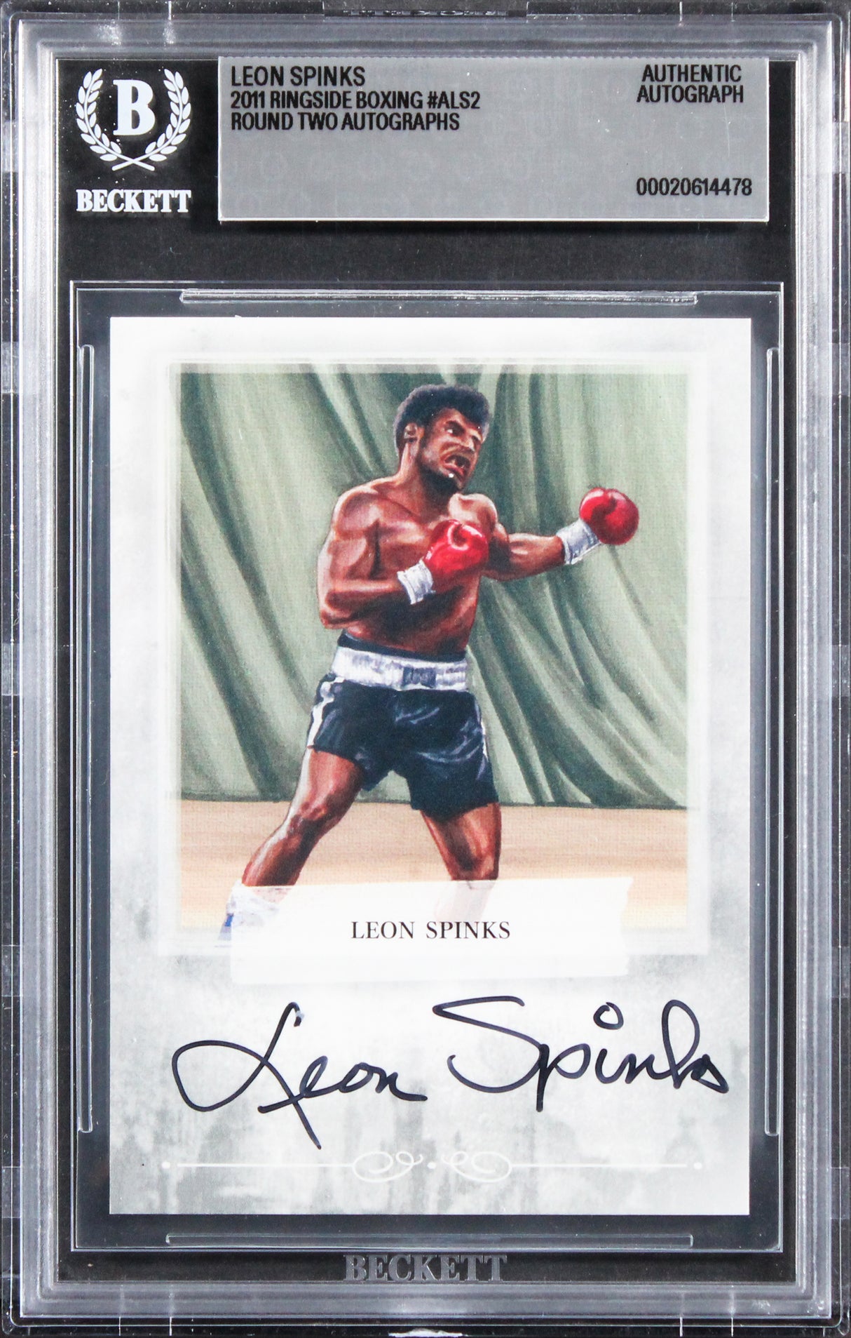 Leon Spinks Signed 2011 Ringside Boxing Round Two Autos #ALS2 Card BAS Slabbed
