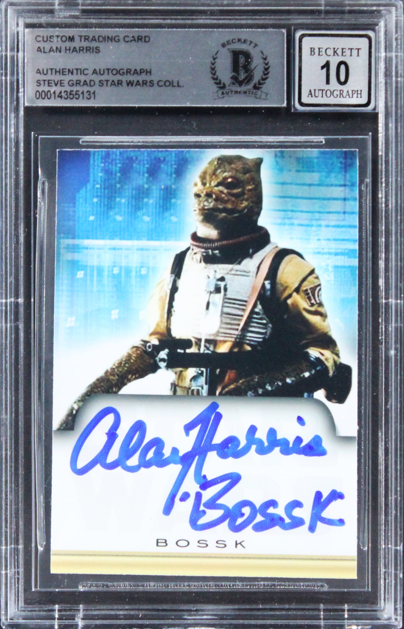 Alan Harris Star Wars "Bossk" Signed Custom Trading Card Auto 10! BAS Slabbed