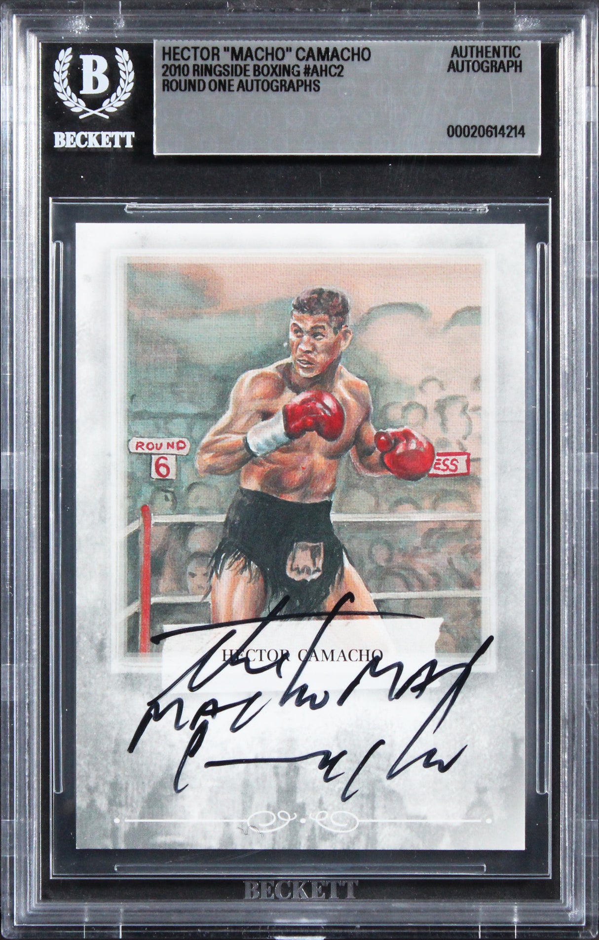 Hector Camacho Signed 2010 Ringside Boxing Round One Autos #AHC2 Card BAS Slab