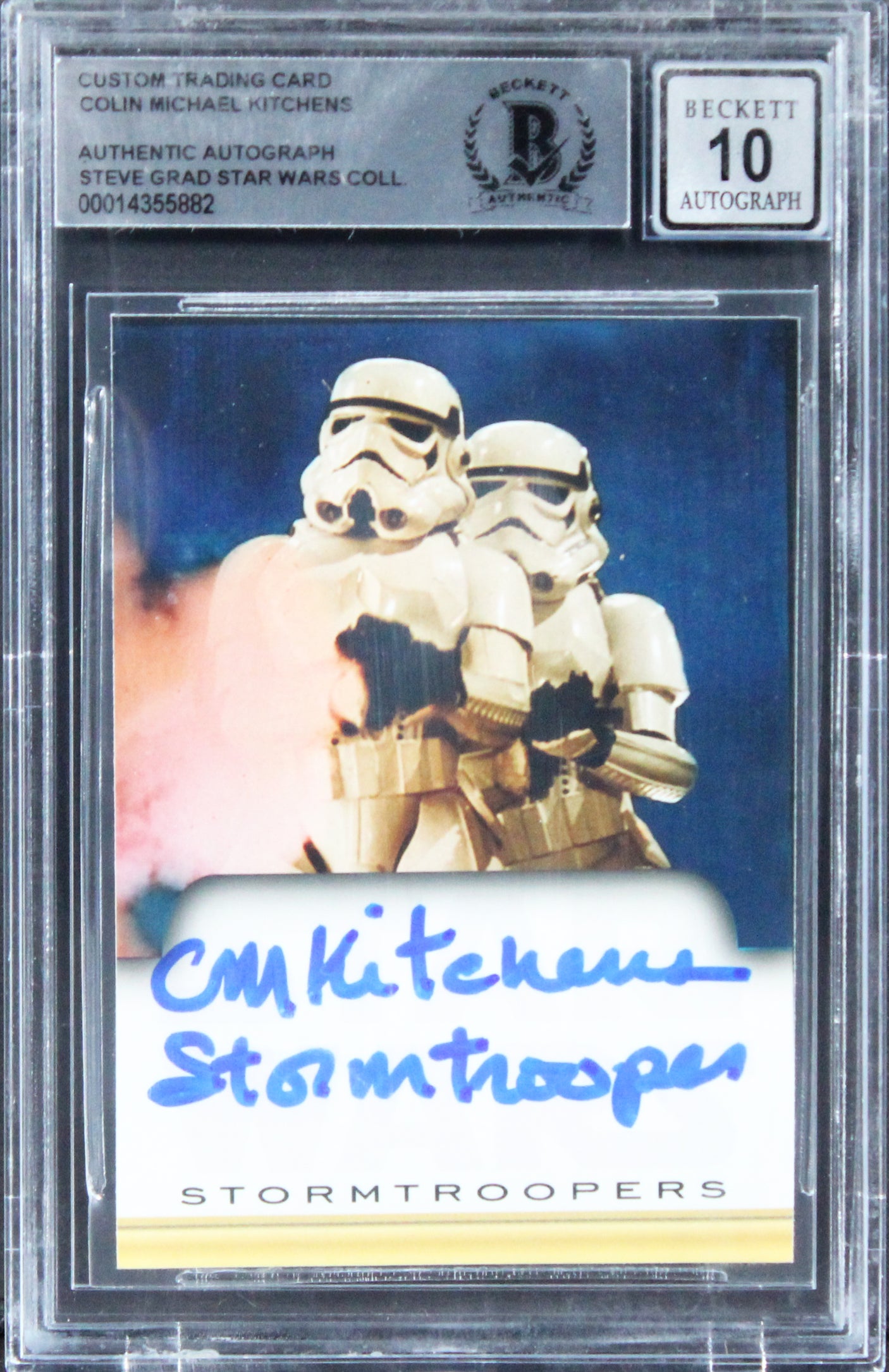 Colin Michael Kitchens Star Wars W/ Insc Signed Custom Card Auto 10! BAS Slab