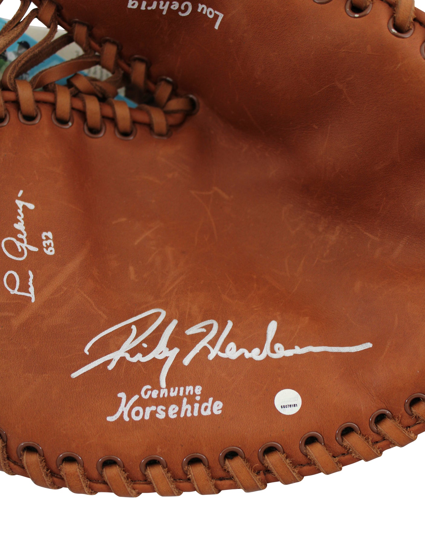 A's Rickey Henderson Signed Lou Gehrig Replica Game Model Baseball Glove Steiner
