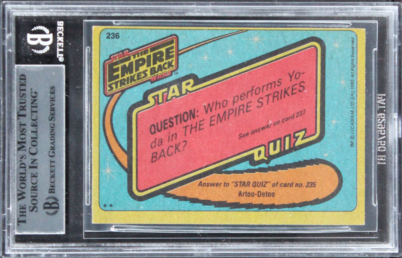 Peter Robinson Star Wars Signed 1980 SW Empire Strikes Back #236 Card BAS Slab
