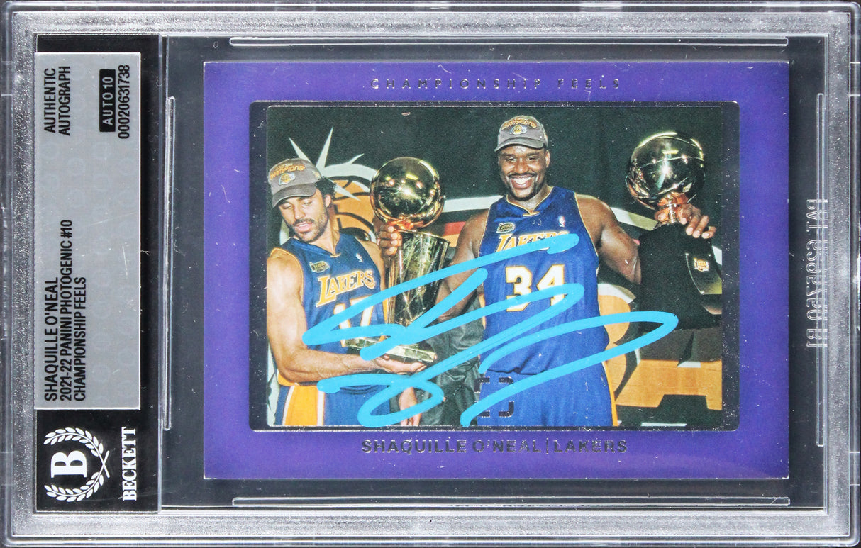 Shaquille O'Neal Signed 2021 Panini Photogenic #10 Card Auto GM 10! BAS Slabbed
