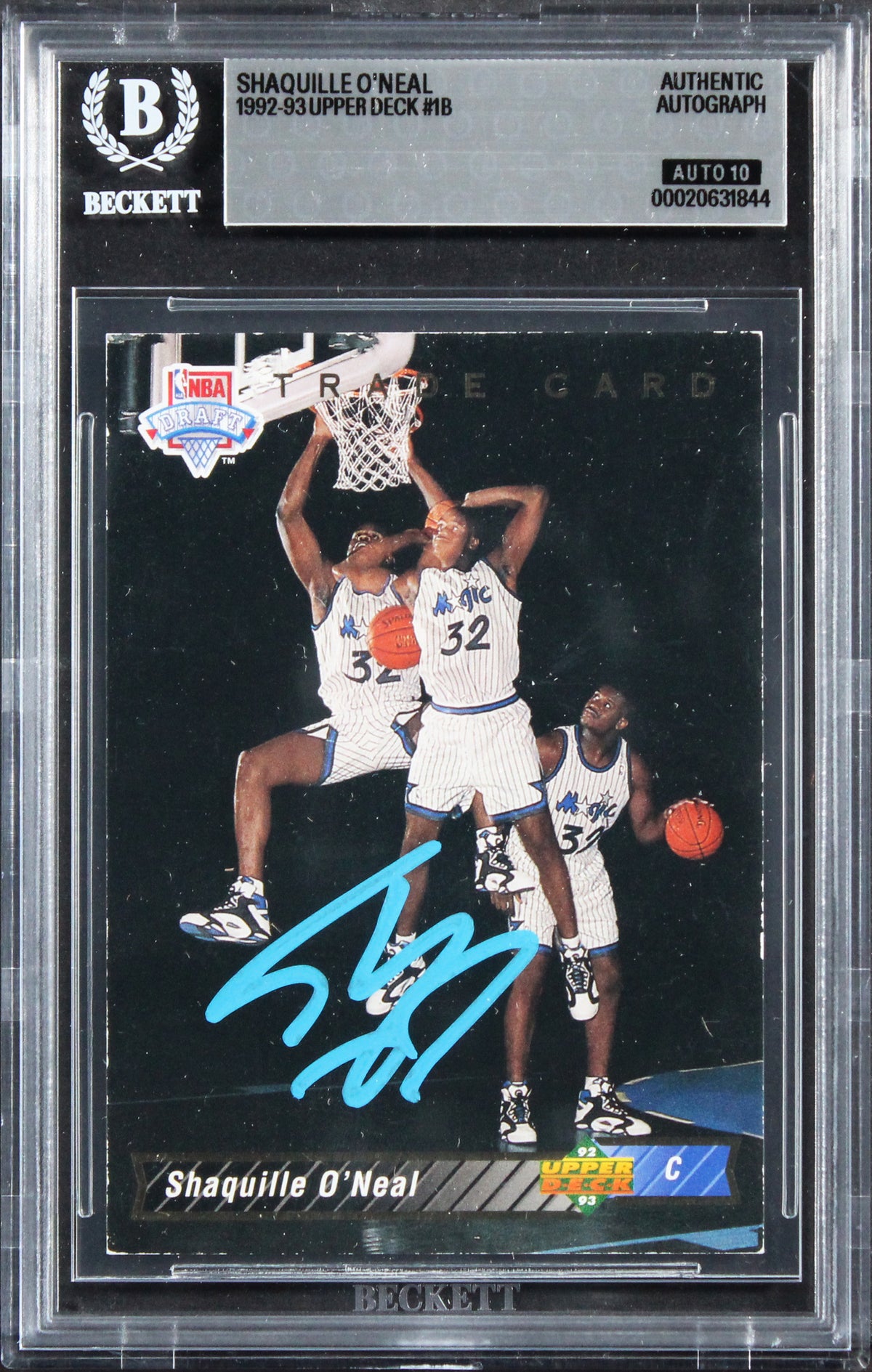Magic Shaquille O'Neal Signed 1992 Upper Deck #1B Rookie Card Auto 10! BAS Slab