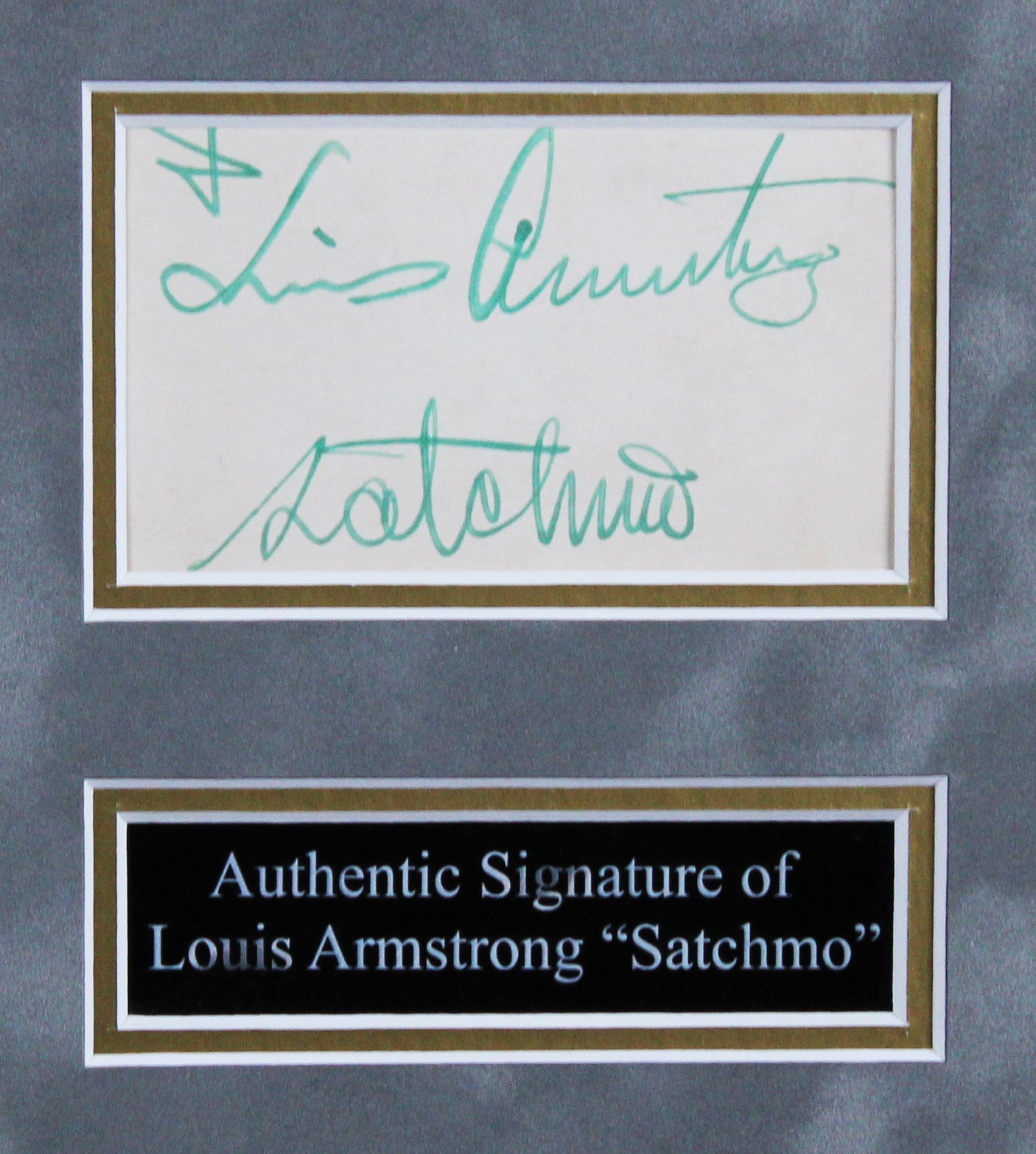 Louis Armstrong "Satchmo" Signed & Framed 3x4.5 Cut Signature BAS #AE13381