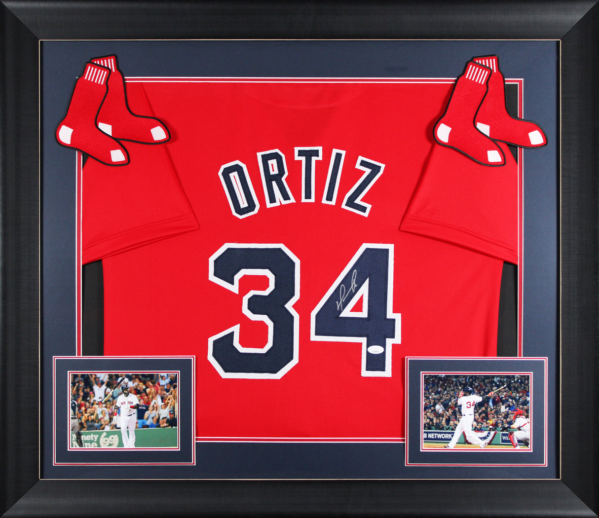 David Ortiz Authentic Signed Red Pro Style Framed Jersey Autographed JSA