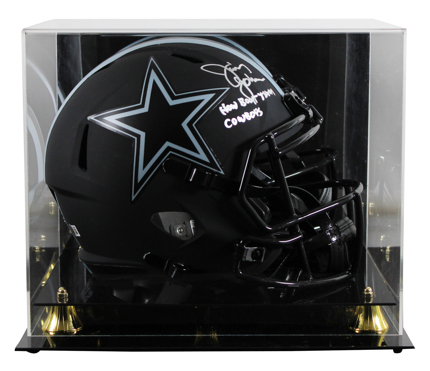 Cowboys Jimmy Johnson "HBTC" Signed Eclipse F/S Speed Rep Helmet W/ Case BAS Wit