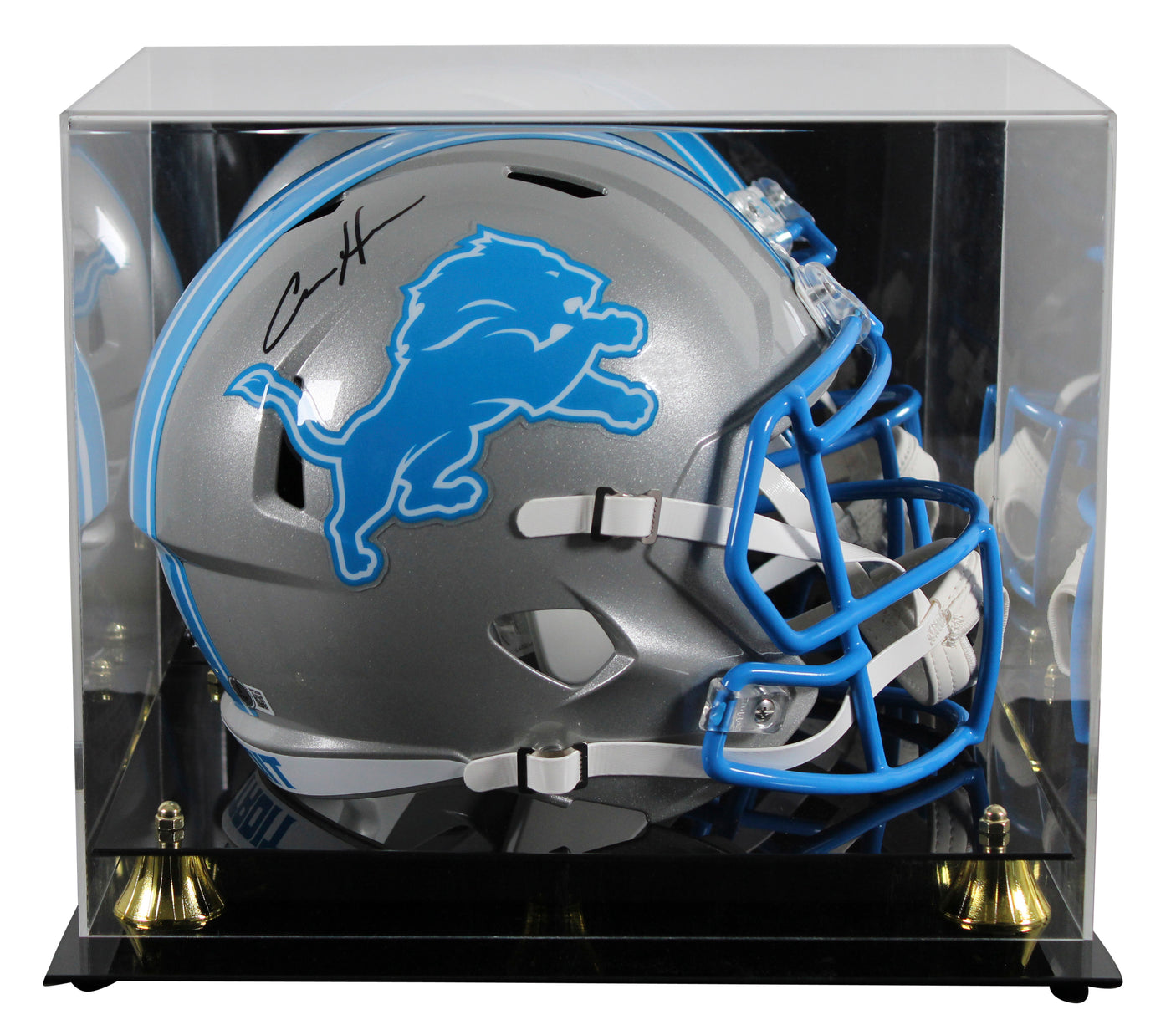 Lions Aidan Hutchinson Signed 2024 Full Size Speed Rep Helmet W/ Case BAS Wit