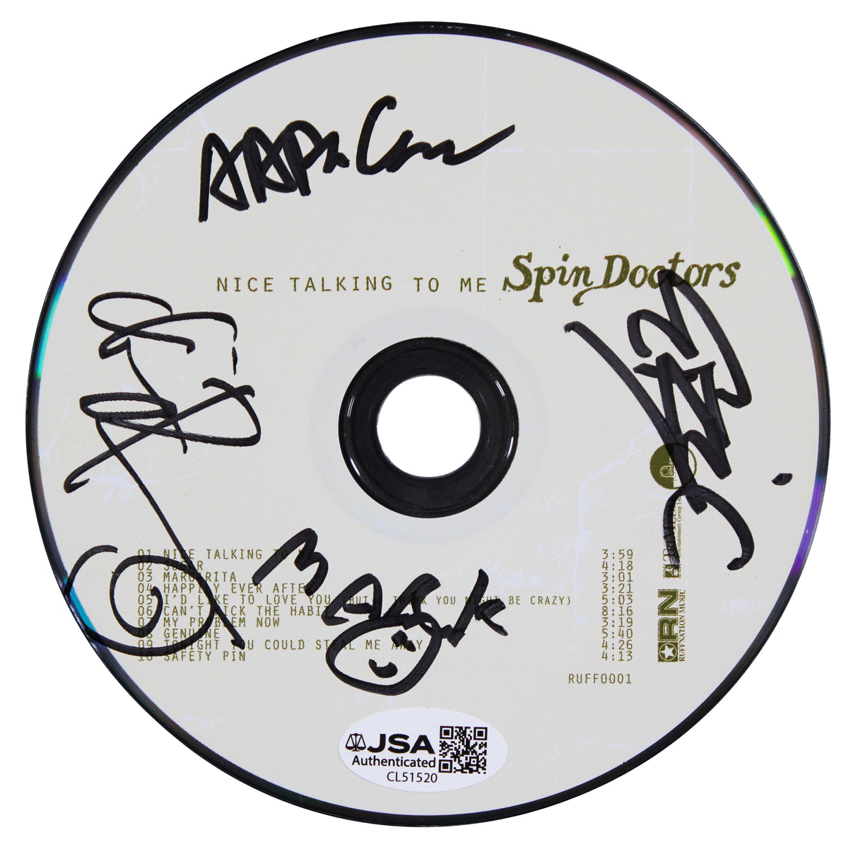 Spin Doctors (4) Barron, Schenkman, White & Comess Signed CD Booklet JSA