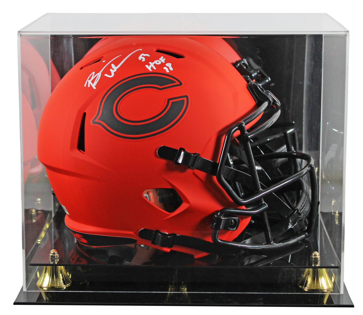 Bears Brian Urlacher "HOF 18" Signed Rave F/S Speed Rep Helmet W/ Case BAS Wit