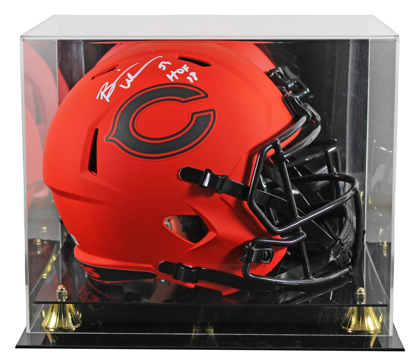 Bears Brian Urlacher "HOF 18" Signed Rave F/S Speed Rep Helmet W/ Case BAS Wit