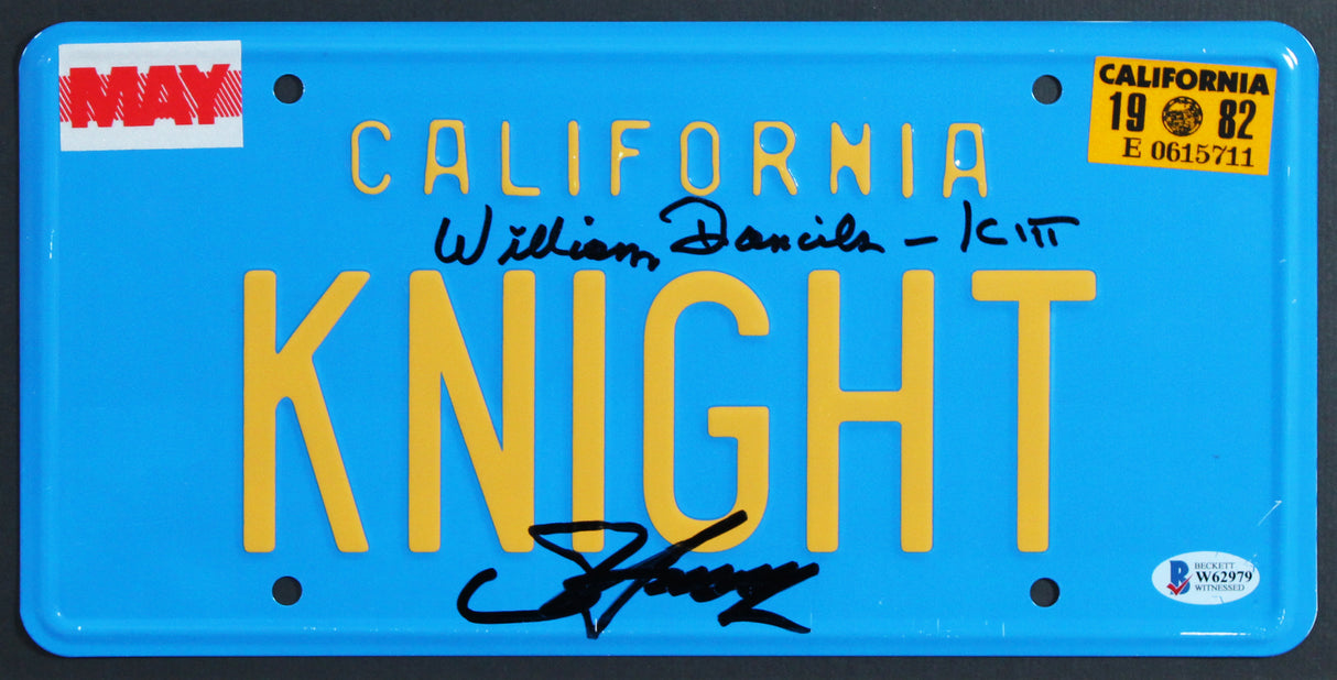 Knight Rider (2) Hasselhoff & Daniels Signed License Plate Framed Display BAS