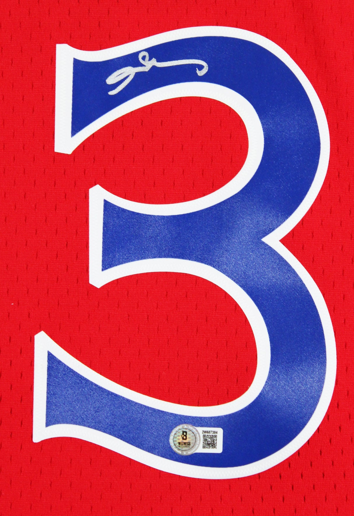 76ers Allen Iverson Signed Red 1996-97 M&N HWC Swingman Jersey BAS Witnessed