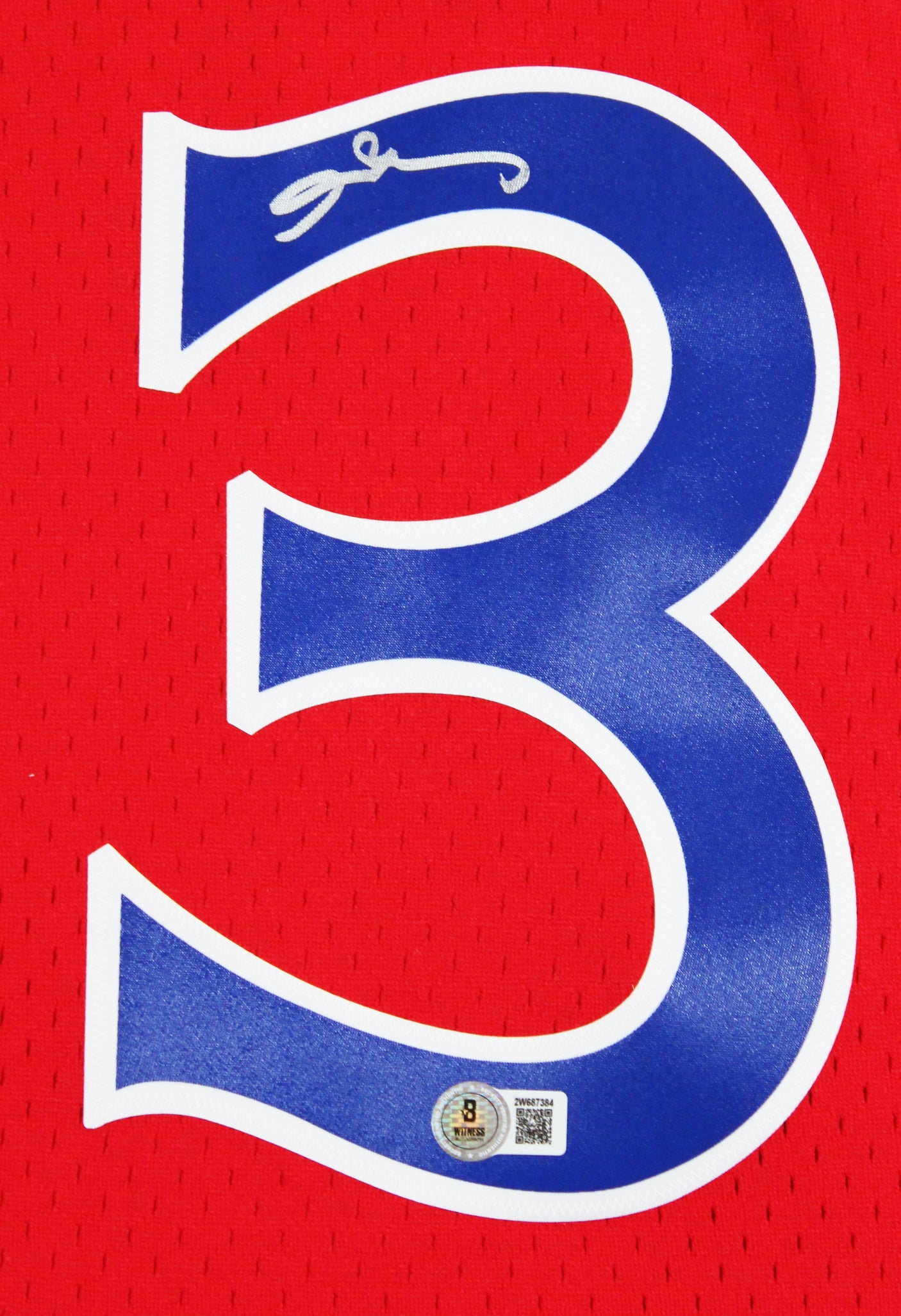 76ers Allen Iverson Signed Red 1996-97 M&N HWC Swingman Jersey BAS Witnessed