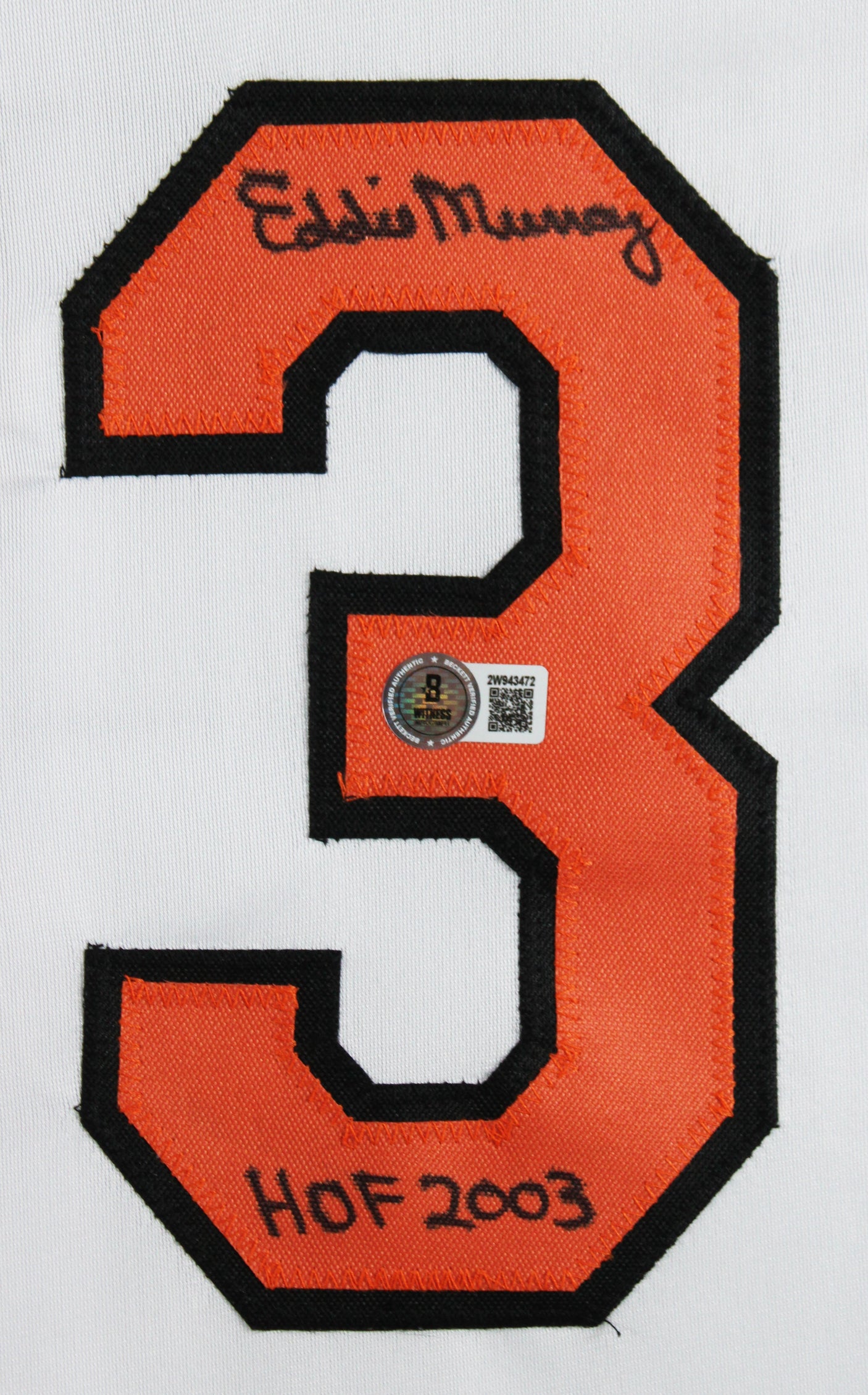 Eddie Murray "HOF 03" Authentic Signed White Pro Style Framed Jersey BAS Witness
