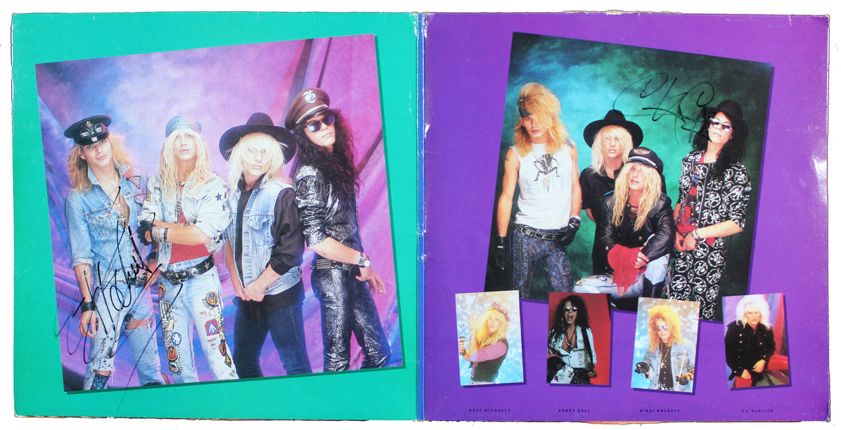 Poison (4) Michaels, DeVille, Dall & Rocket Signed Album w/ Vinyl JSA #CL51539