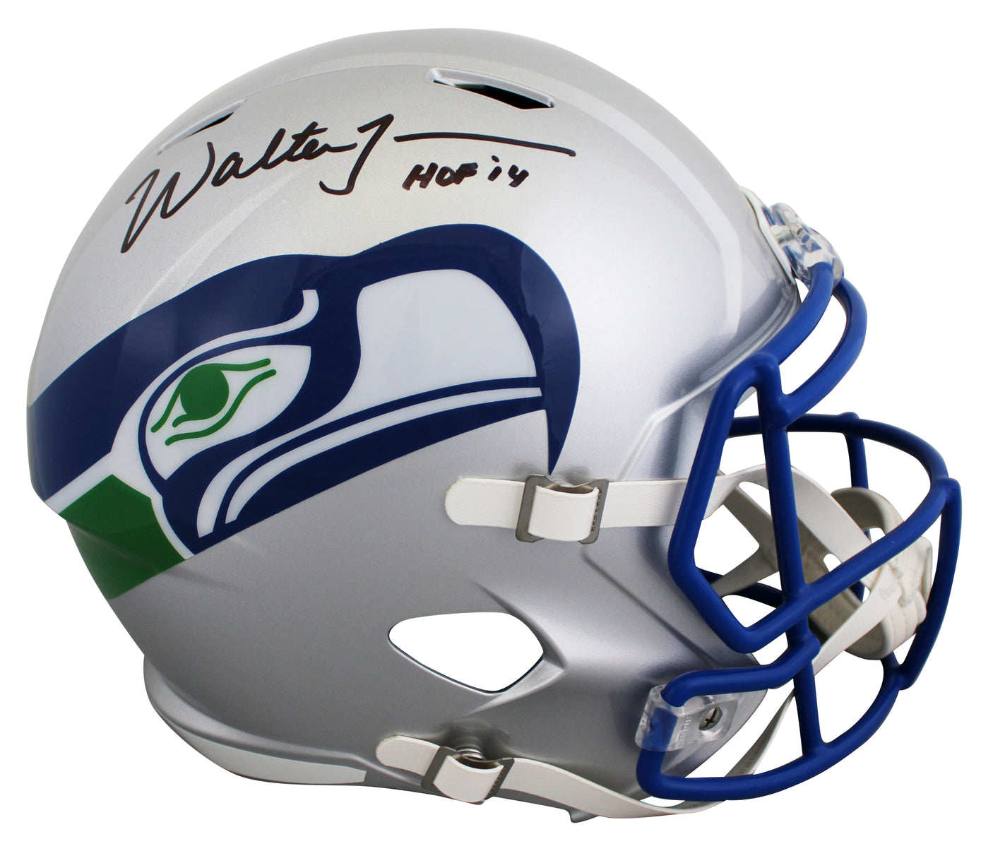 Seahawks Walter Jones "HOF" Signed 1983-01 TB F/S Speed Rep Helmet W/ Case BAS W