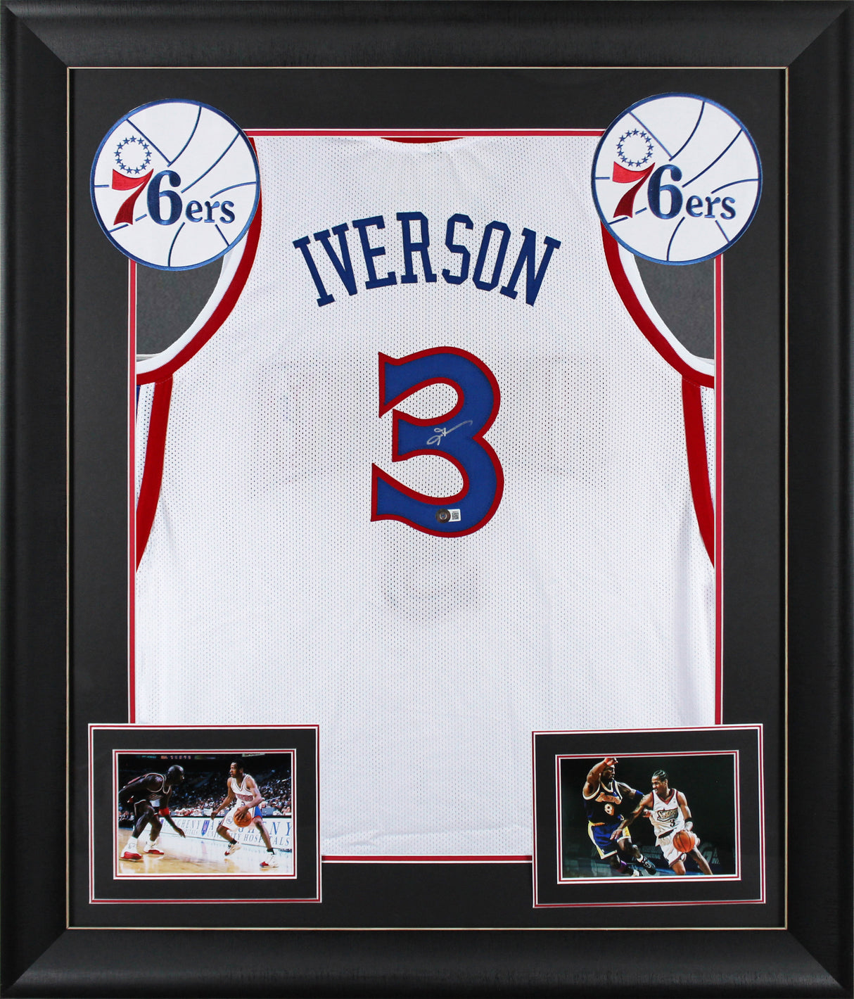 Allen Iverson Signed White 90's Throwback Pro Style Framed Jersey BAS Witnessed