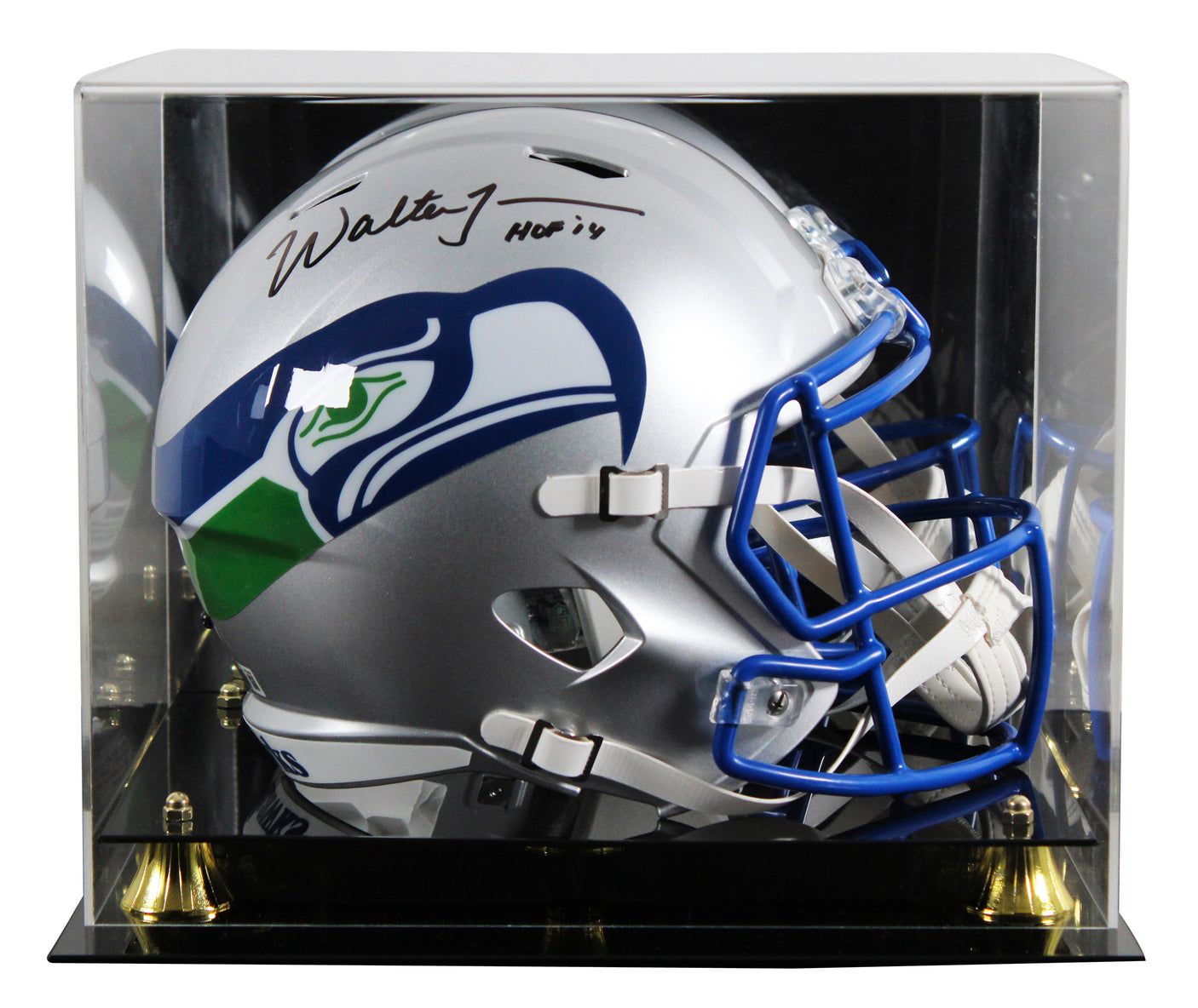 Seahawks Walter Jones "HOF" Signed 1983-01 TB F/S Speed Rep Helmet W/ Case BAS W