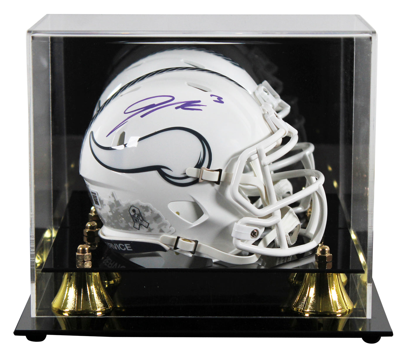 Vikings Jordan Addison Signed STS III Speed Mini Helmet W/ Case BAS Witnessed