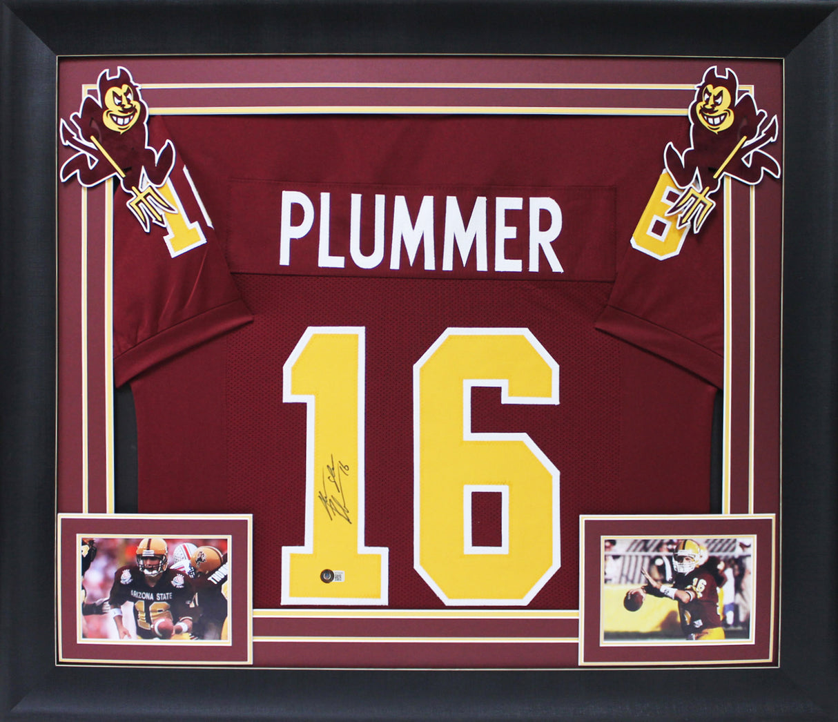 ASU Jake Plummer Signed Maroon Pro Style Framed Jersey Signed on #1 BAS